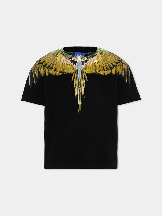 T-shirt nera per bambino con ali,County Of Milan Kids,S6CMJBTH021 110