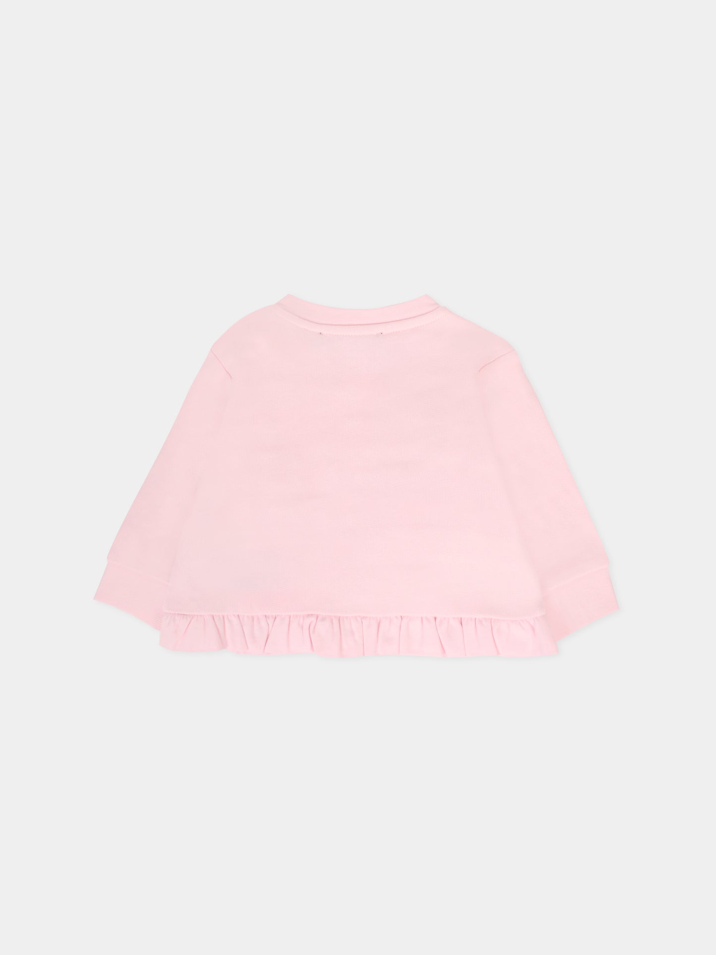 Felpa rosa per neonata con logo bianco,Balmain Kids,6R4010 Z0114 540