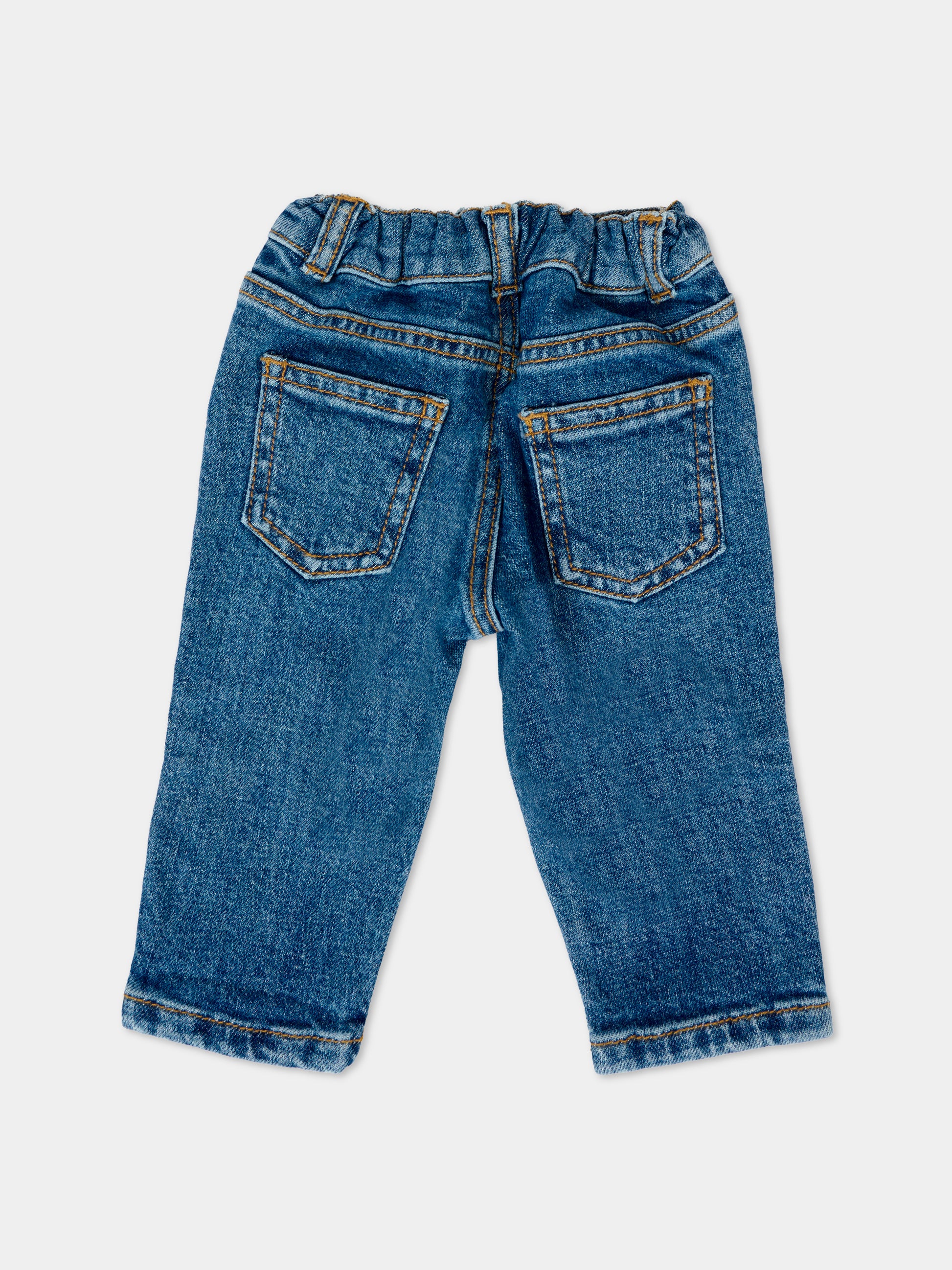 Jeans blu per neonati con logo bianco,Balmain Kids,BT6550 D0038 620