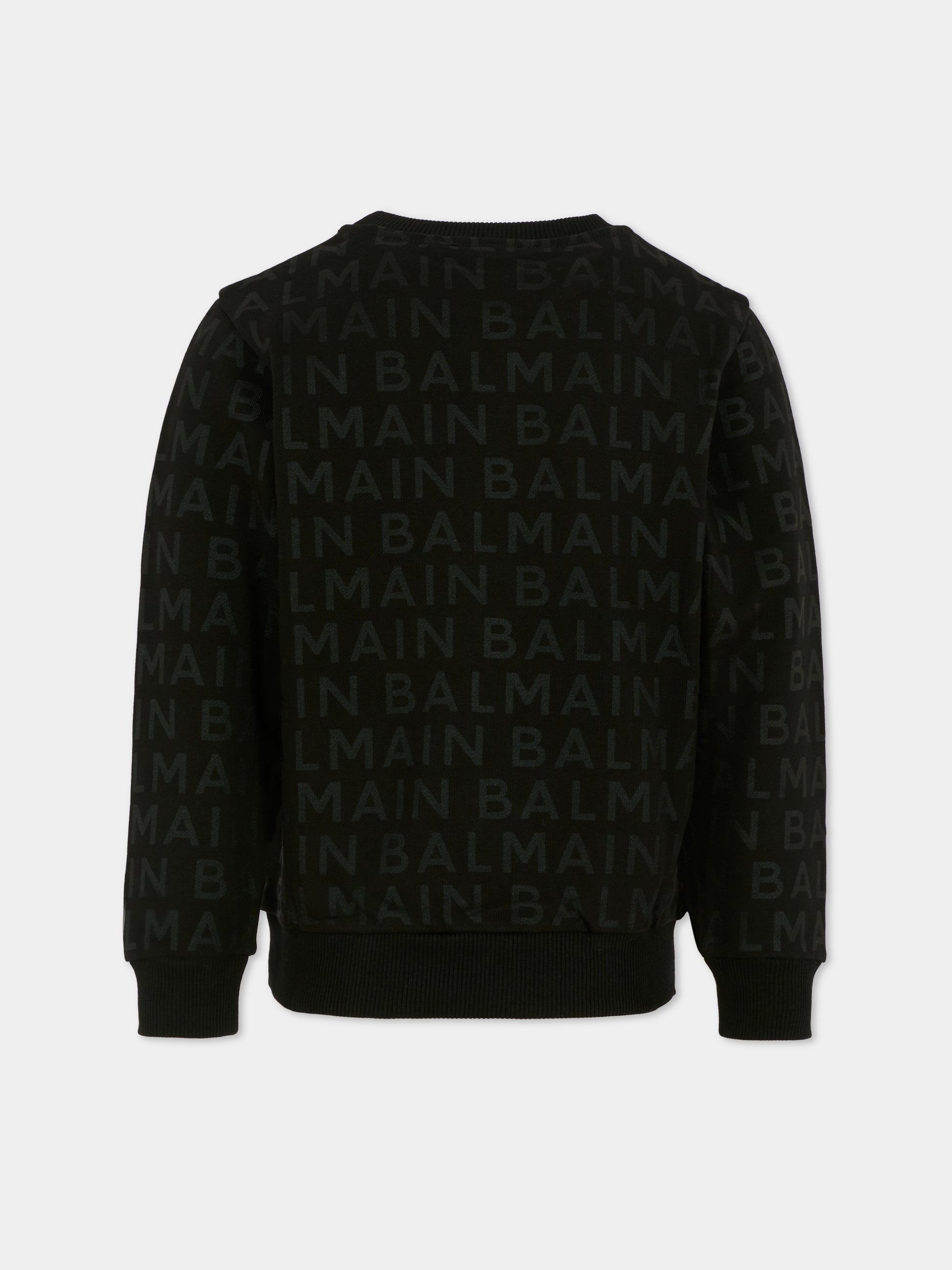 Felpa nera per bambini con logo,Balmain Kids,BT4P90 Z1524 930NE
