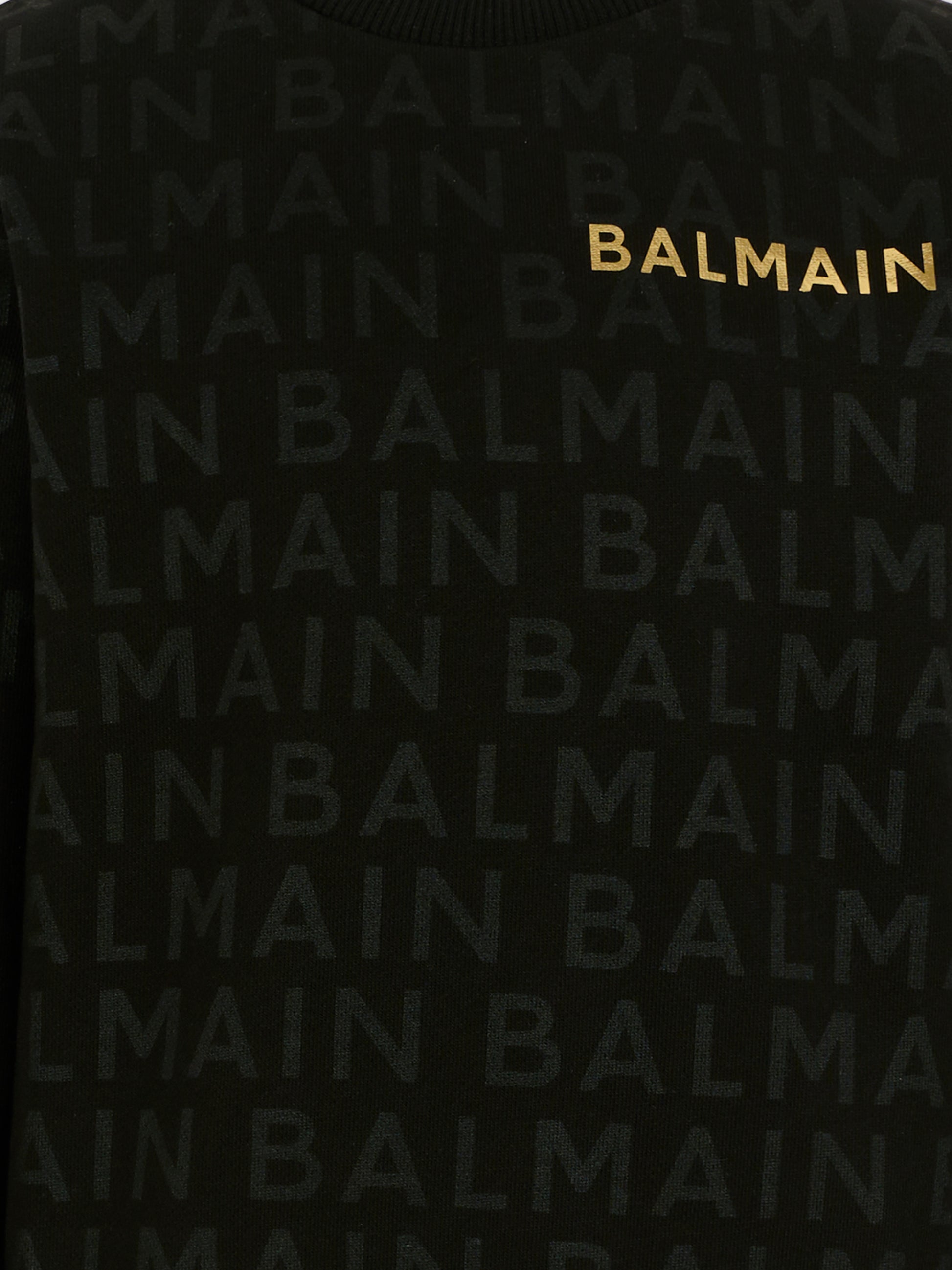 Felpa nera per bambini con logo,Balmain Kids,BT4P90 Z1524 930NE