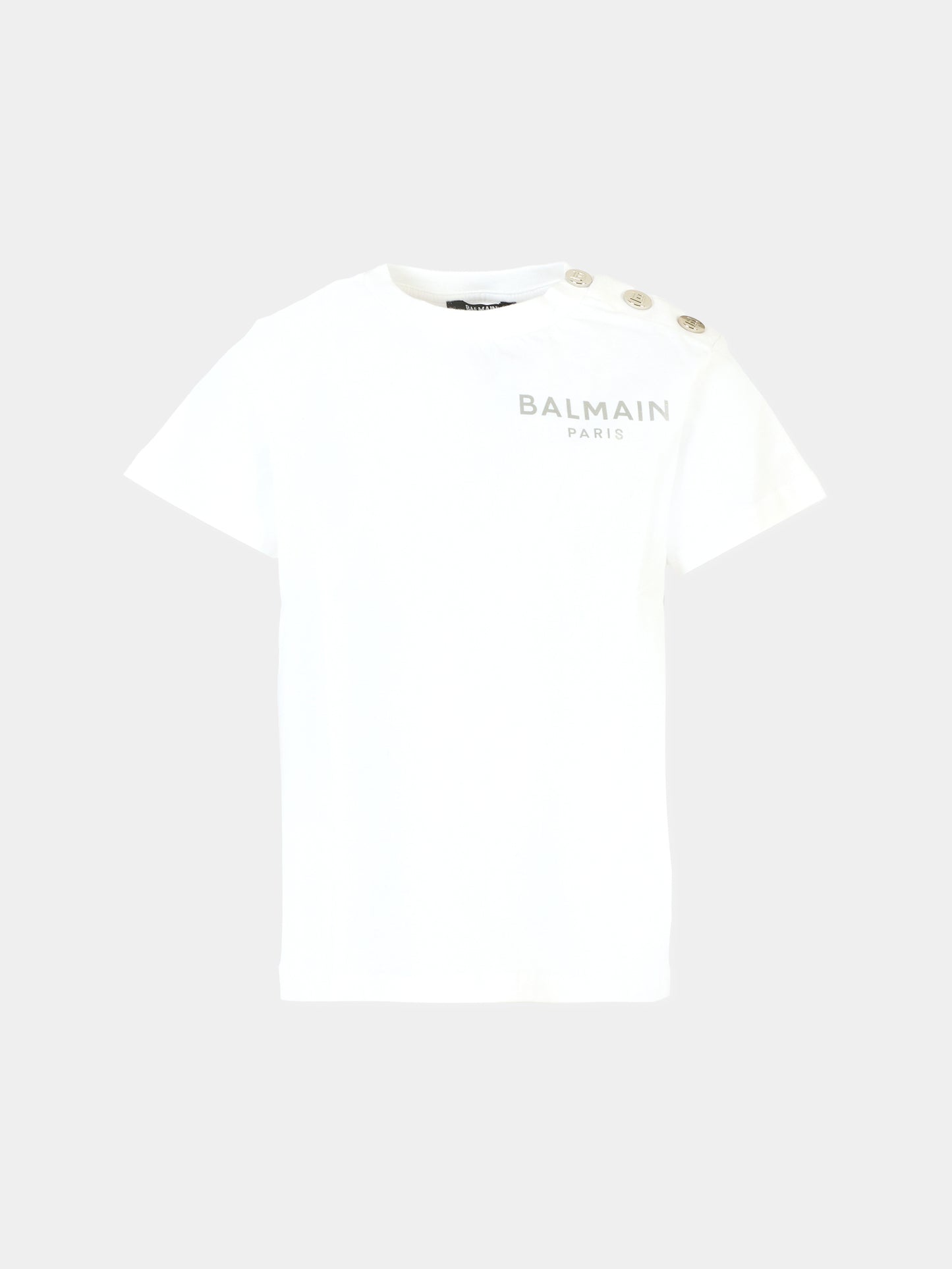 T-shirt bianca per bambini con logo,Balmain Kids,BT8A11 Z0057 100AG