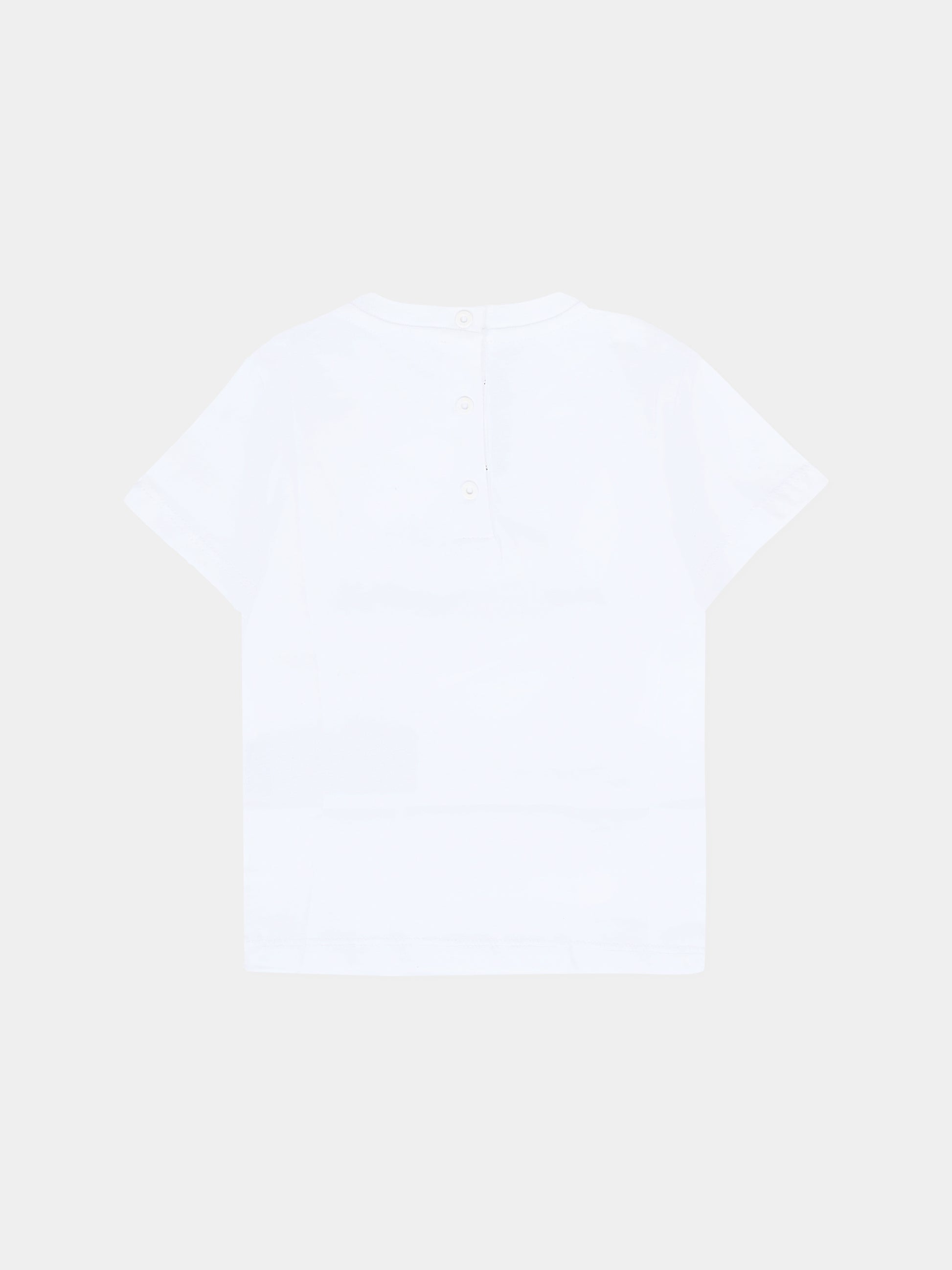 T-shirt bianca per neonati con logo argentato,Balmain Kids,BT8631 Z0082 100AG