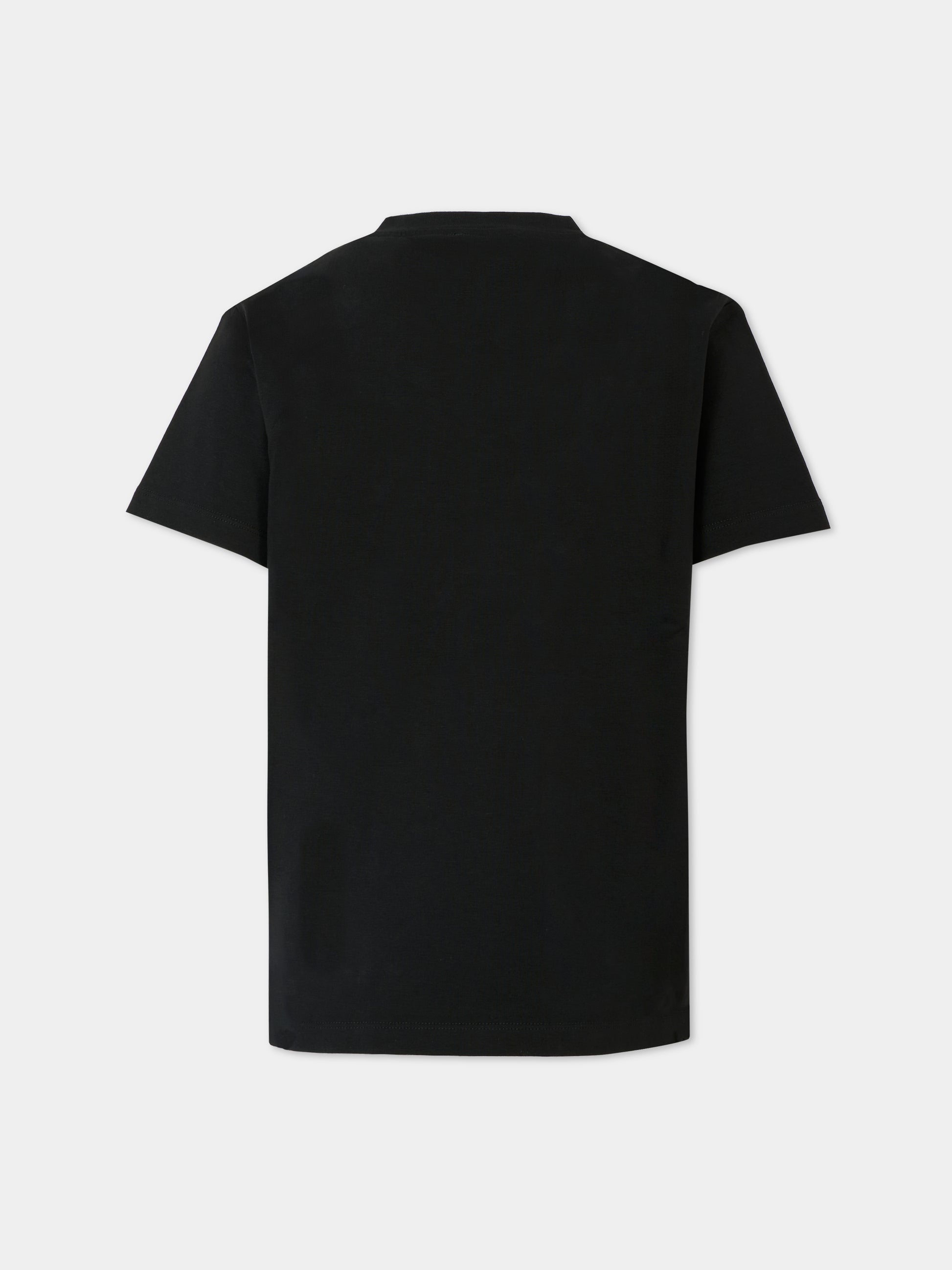 T-shirt nera per bambina con logo bianco,Balmain Kids,BV8Q71 Z2389 930BC