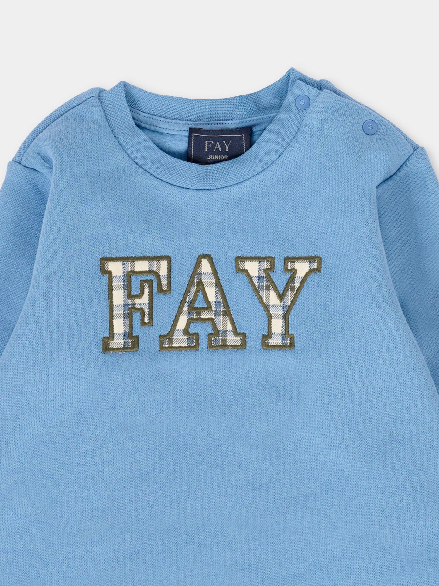 Felpa azzurra per neonato con logo,Fay Kids,FV4500 Z0763 645