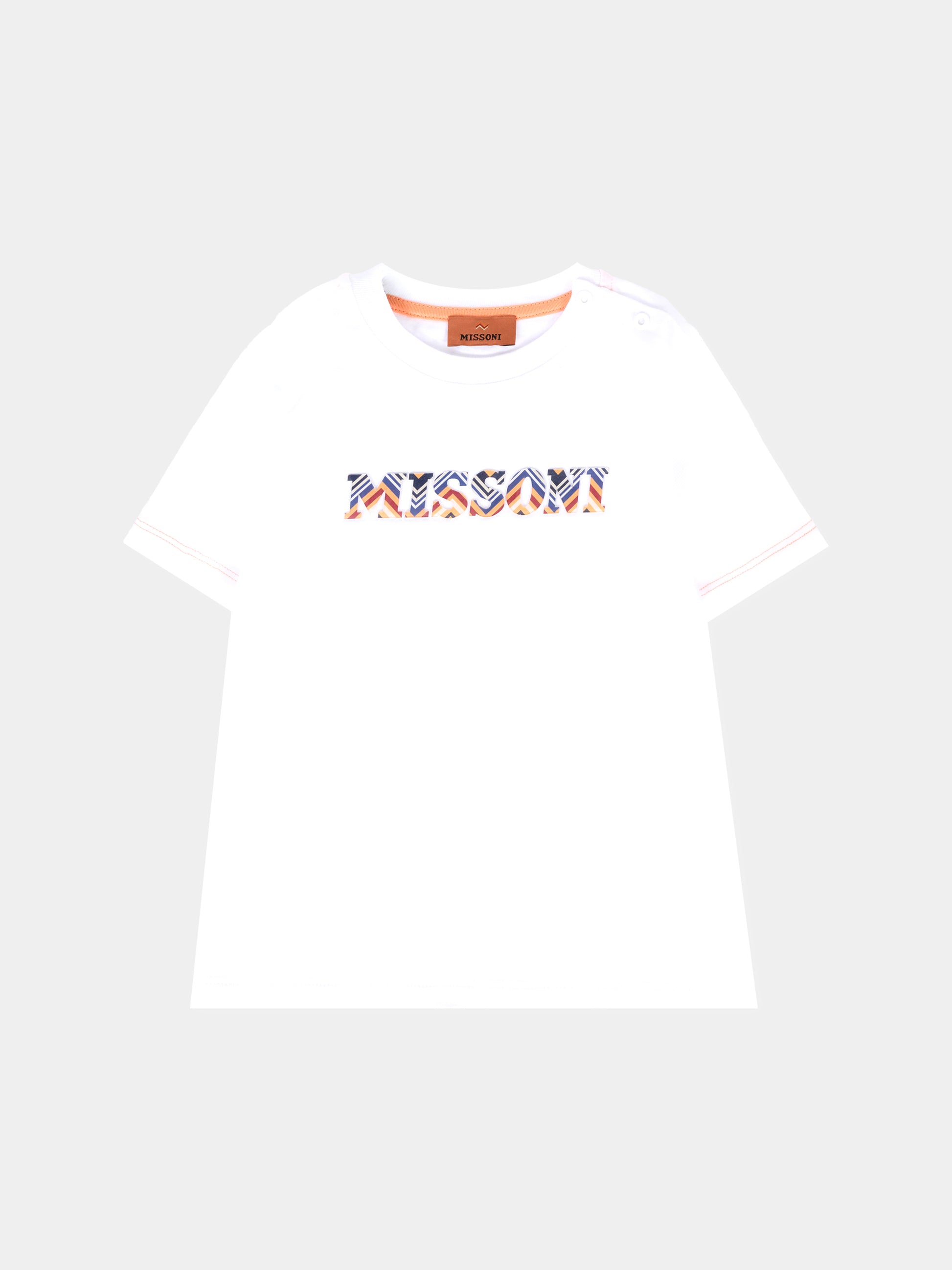 T-shirt bianca per neonato con logo,Missoni,MV8511 Z0082 100