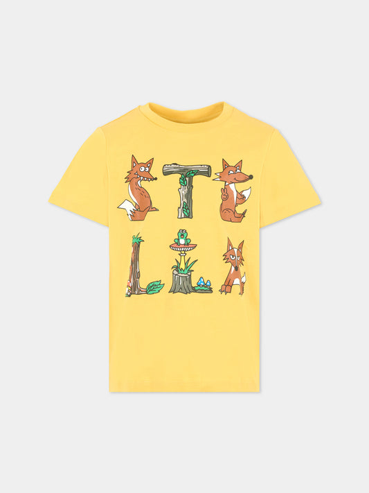 T-shirt gialla per bambino con logo,Stella Mccartney Kids,8R8O81 Z0434 108