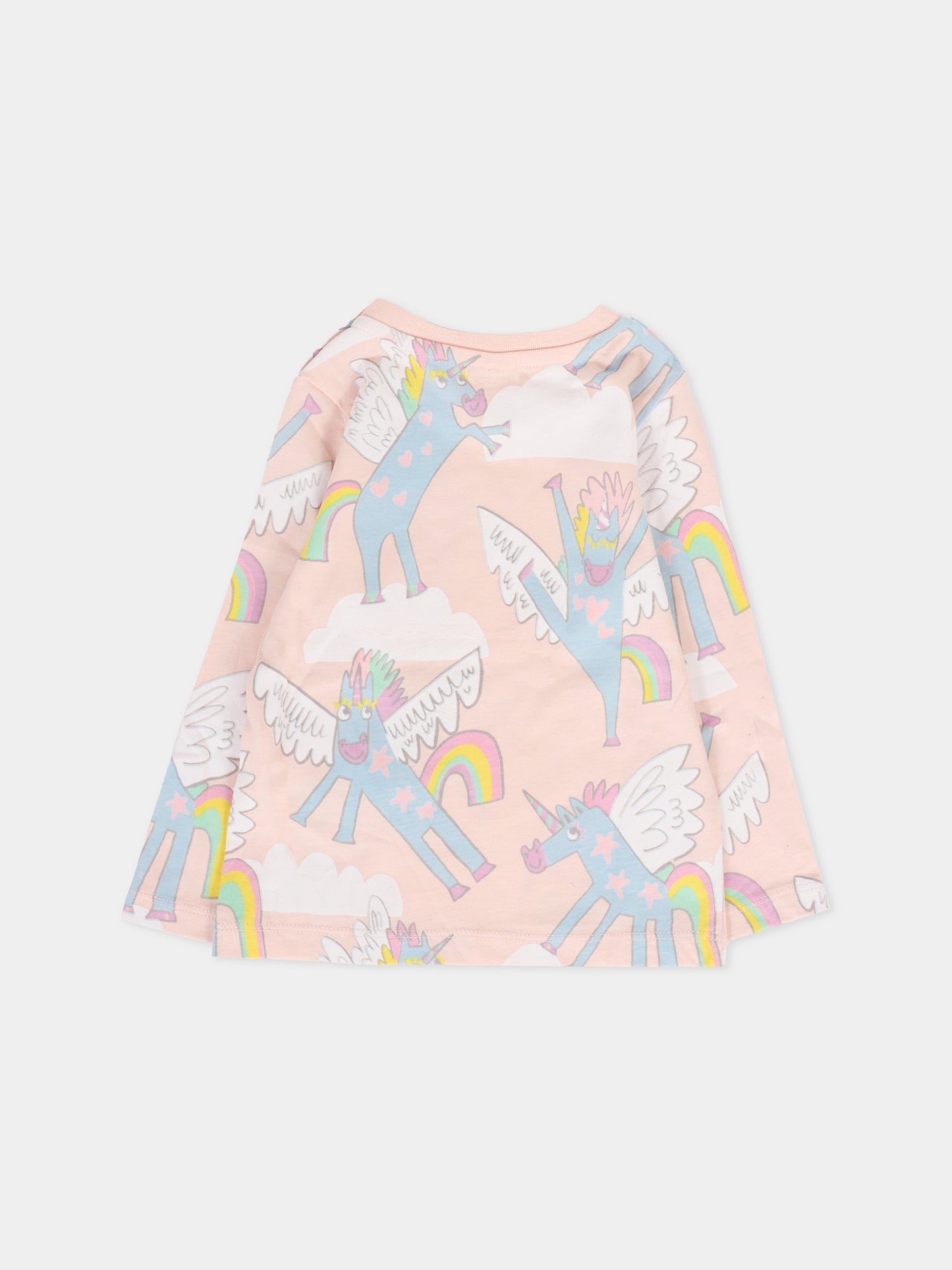 T-shirt rosa per neonata con unicorni,Stella Mccartney Kids,TT8050 Z1476 505MC