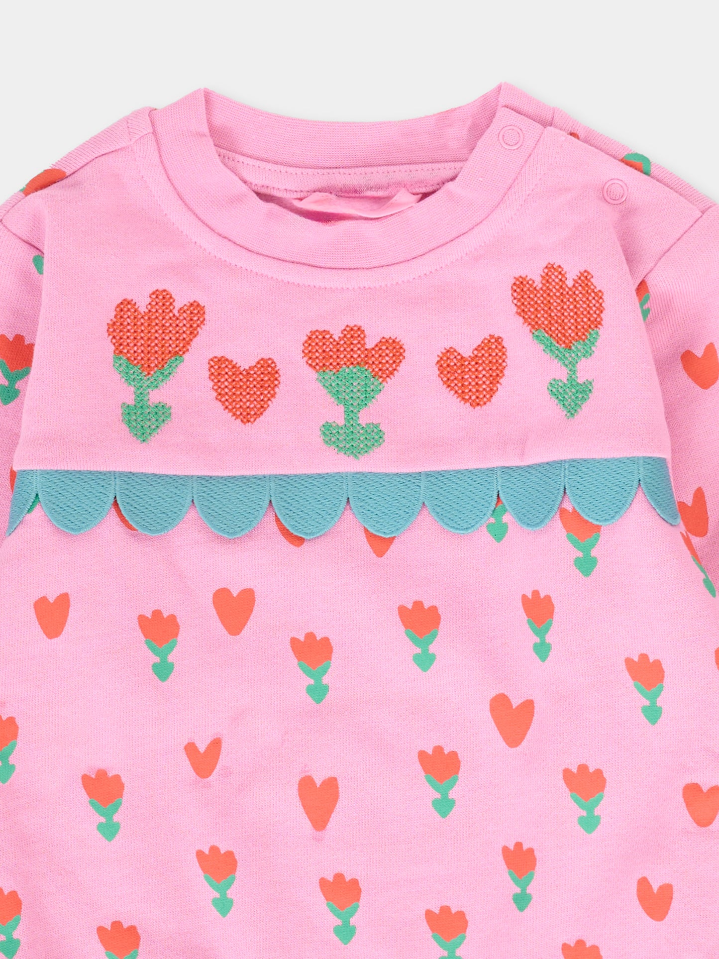 Felpa rosa per neonata con fiori rossi,Stella Mccartney Kids,TT4000 Z1269 547MC