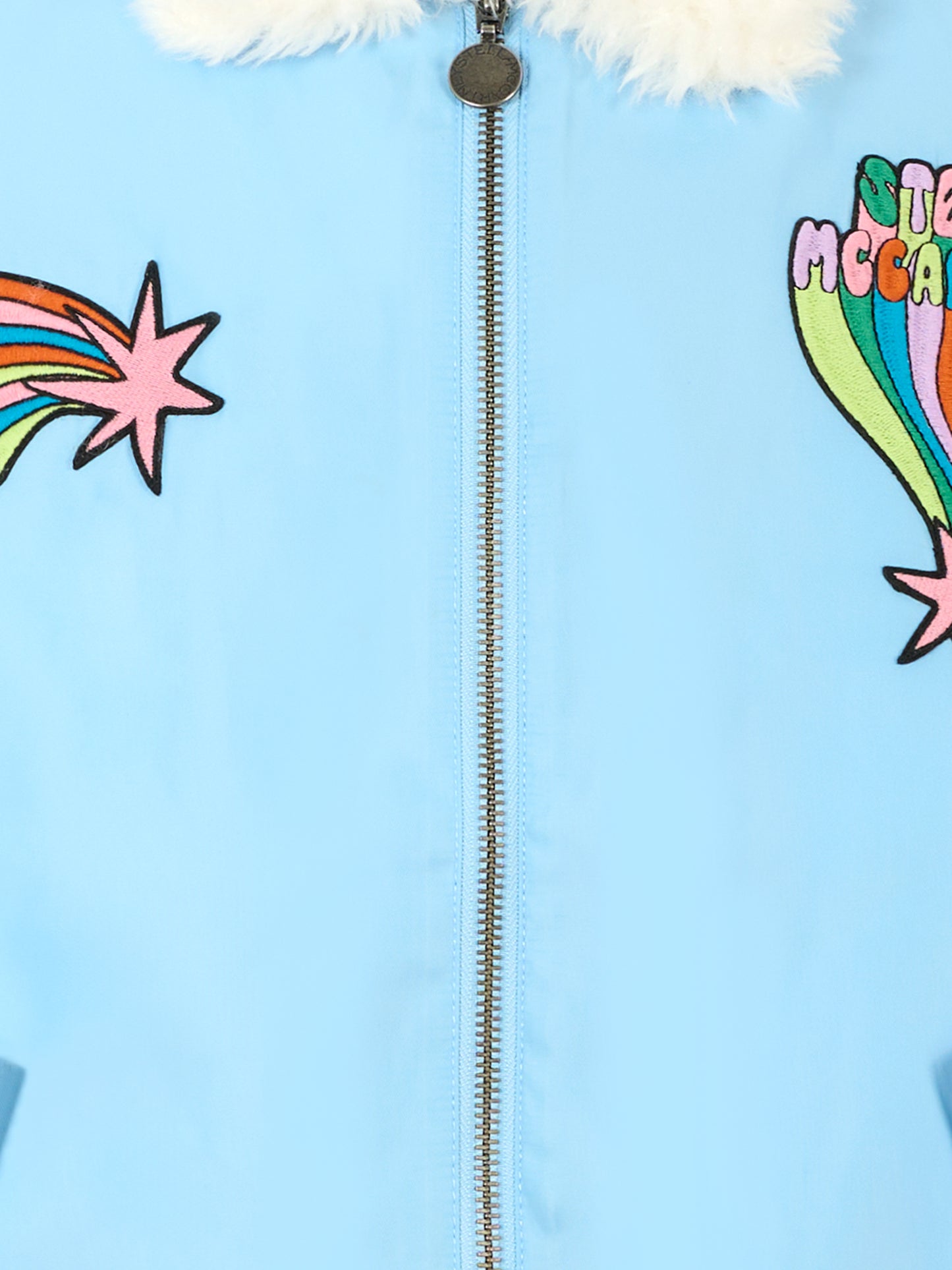 Giubbotto celeste per bambina con patch,Stella Mccartney Kids,TV2B07 Z2327 60C