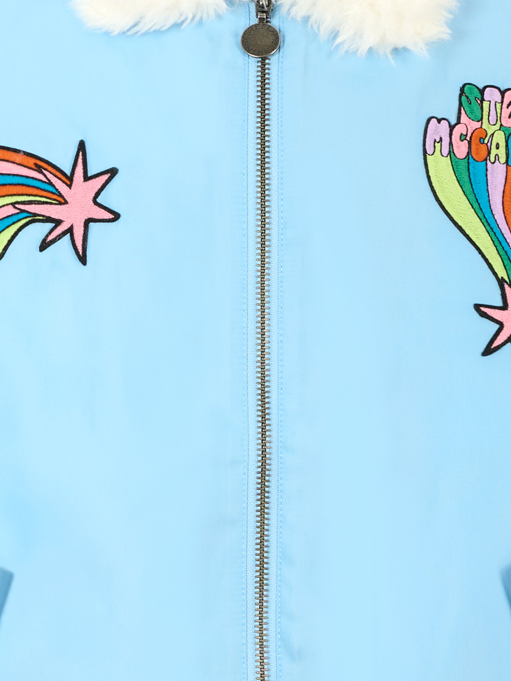 Giubbotto celeste per bambina con patch,Stella Mccartney Kids,TV2B07 Z2327 60C