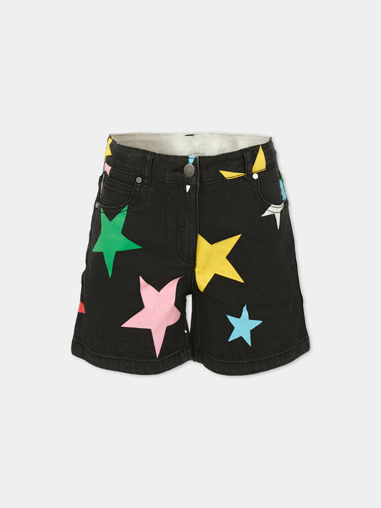 Shorts neri per bambina con stelle,Stella Mccartney Kids,TV6B89 Z2031 930MC