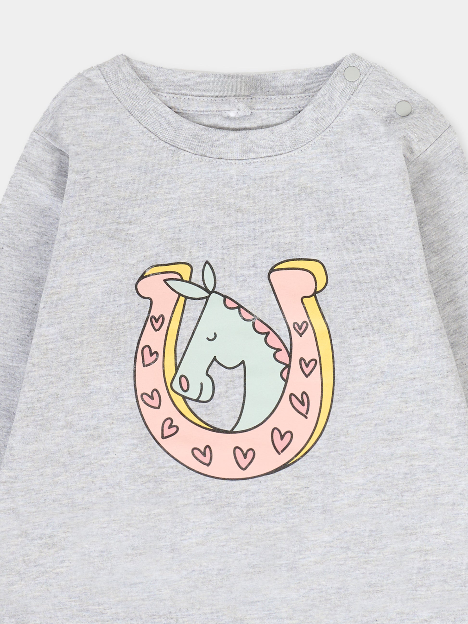 T-shirt grigia per neonata con cavallo,Stella Mccartney Kids,TV8080 Z0434 807