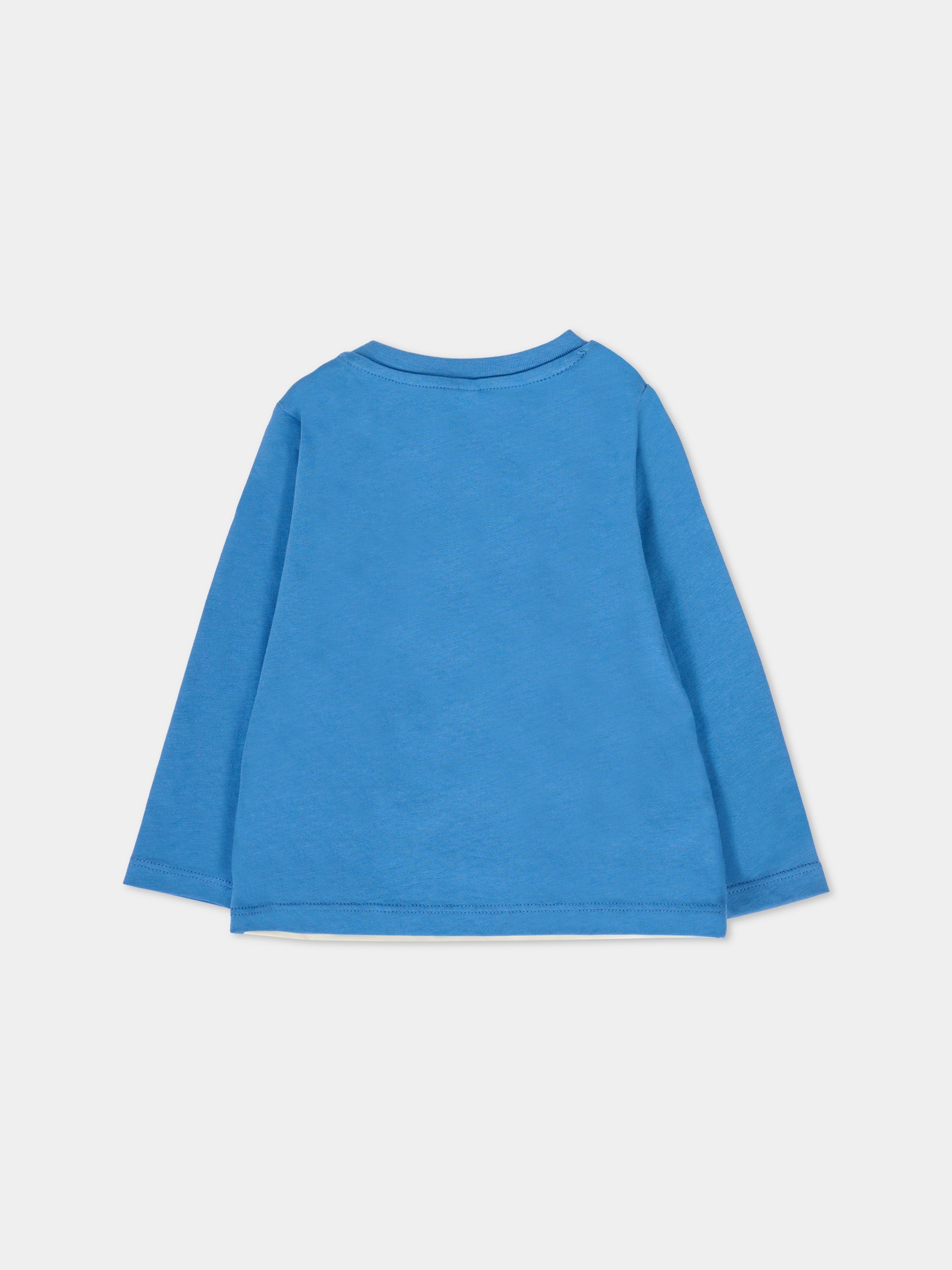T-shirt blu per neonato con stampa spazio,Stella Mccartney Kids,TV8500 Z0434 999
