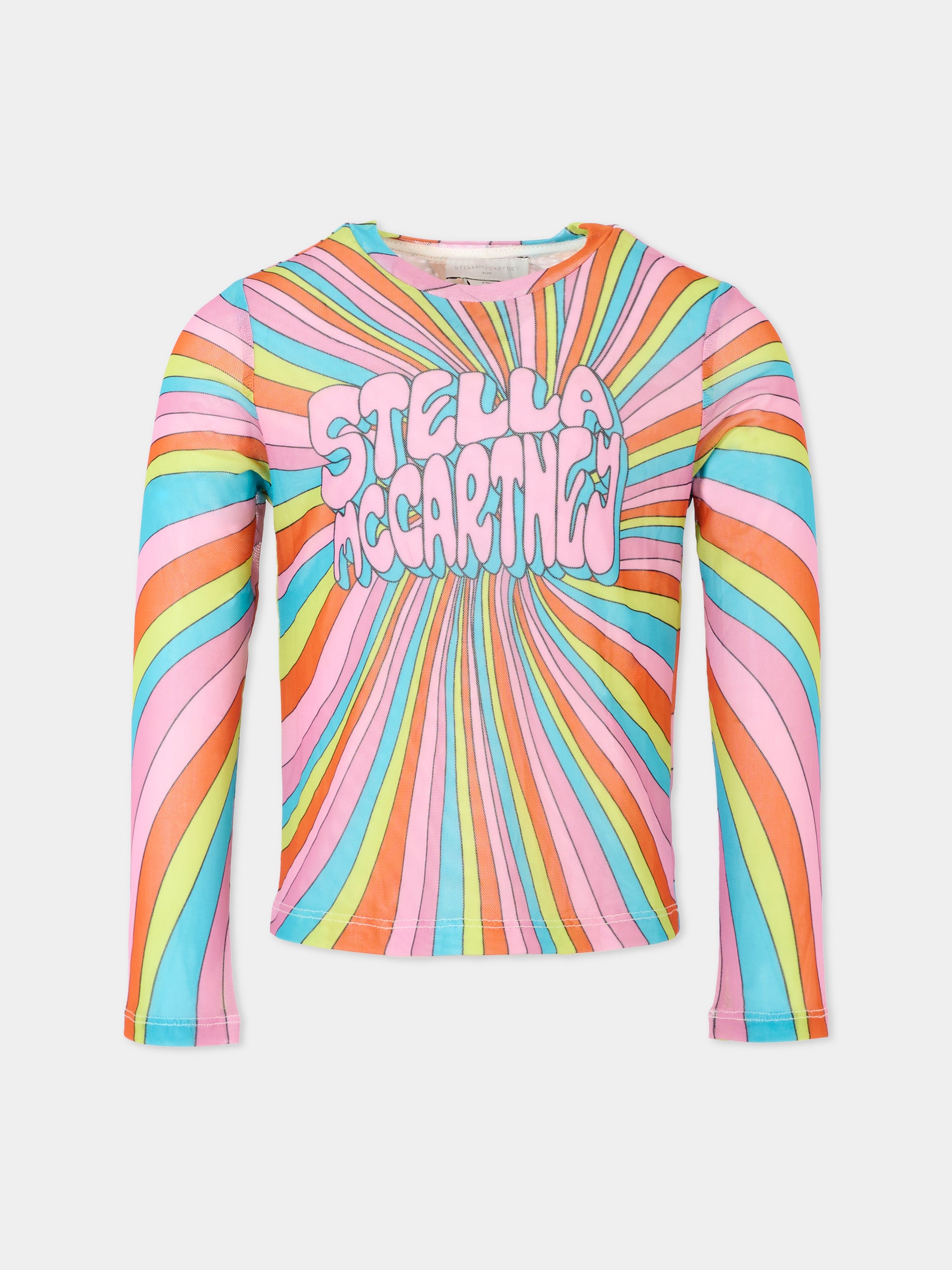 T-shirt multicolor per bambina con logo,Stella Mccartney Kids,TV8B10 Z2334 999MC