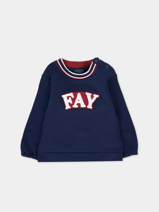 Felpa blu per neonato con logo,Fay Kids,FT4500 Z0763 667