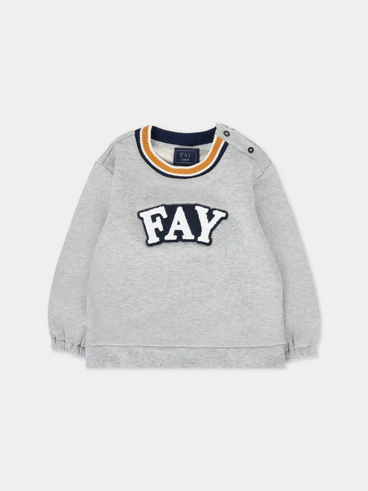 Felpa grigia per neonato con logo,Fay Kids,FT4500 Z0764 805