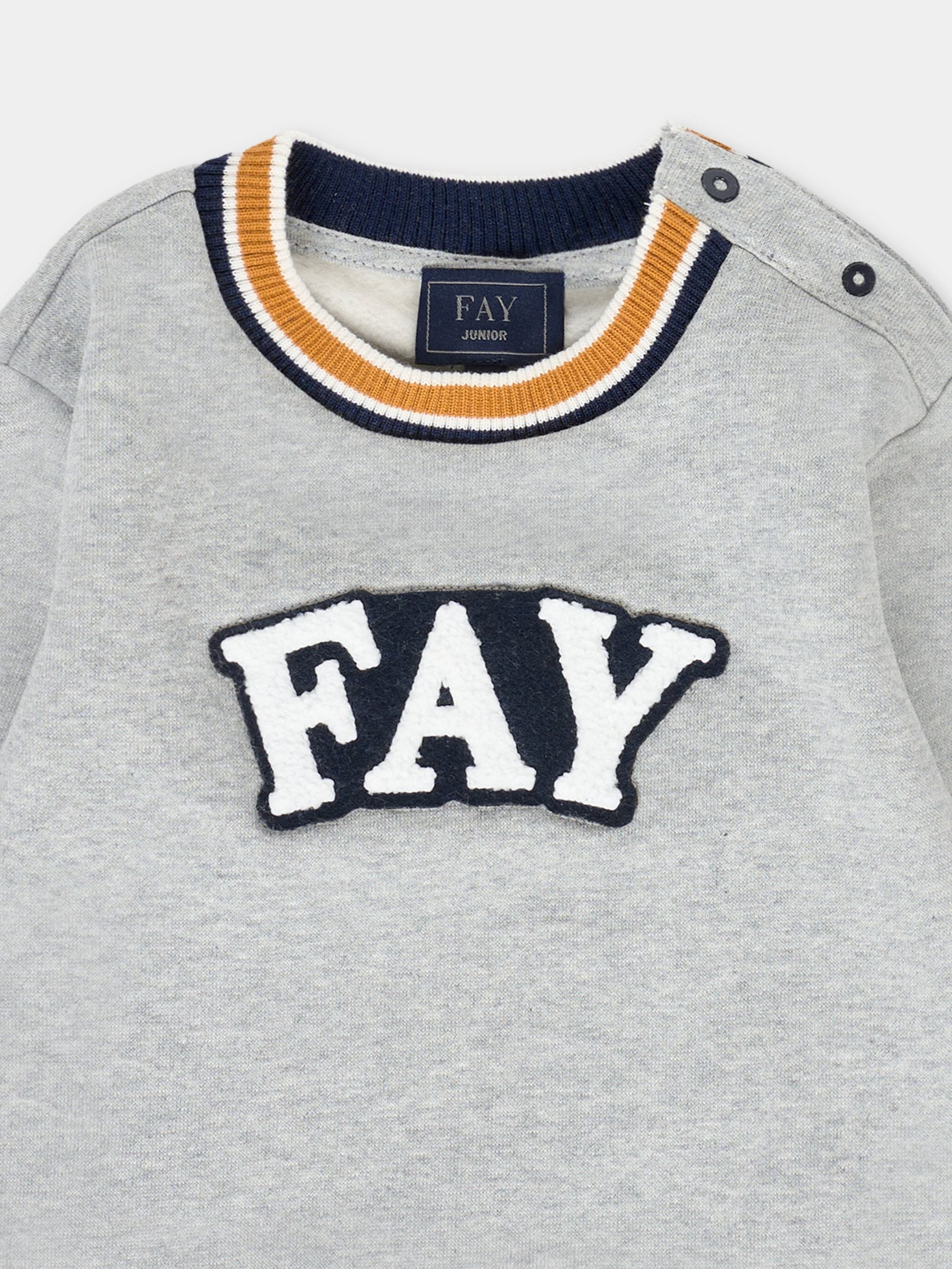 Felpa grigia per neonato con logo,Fay Kids,FT4500 Z0764 805