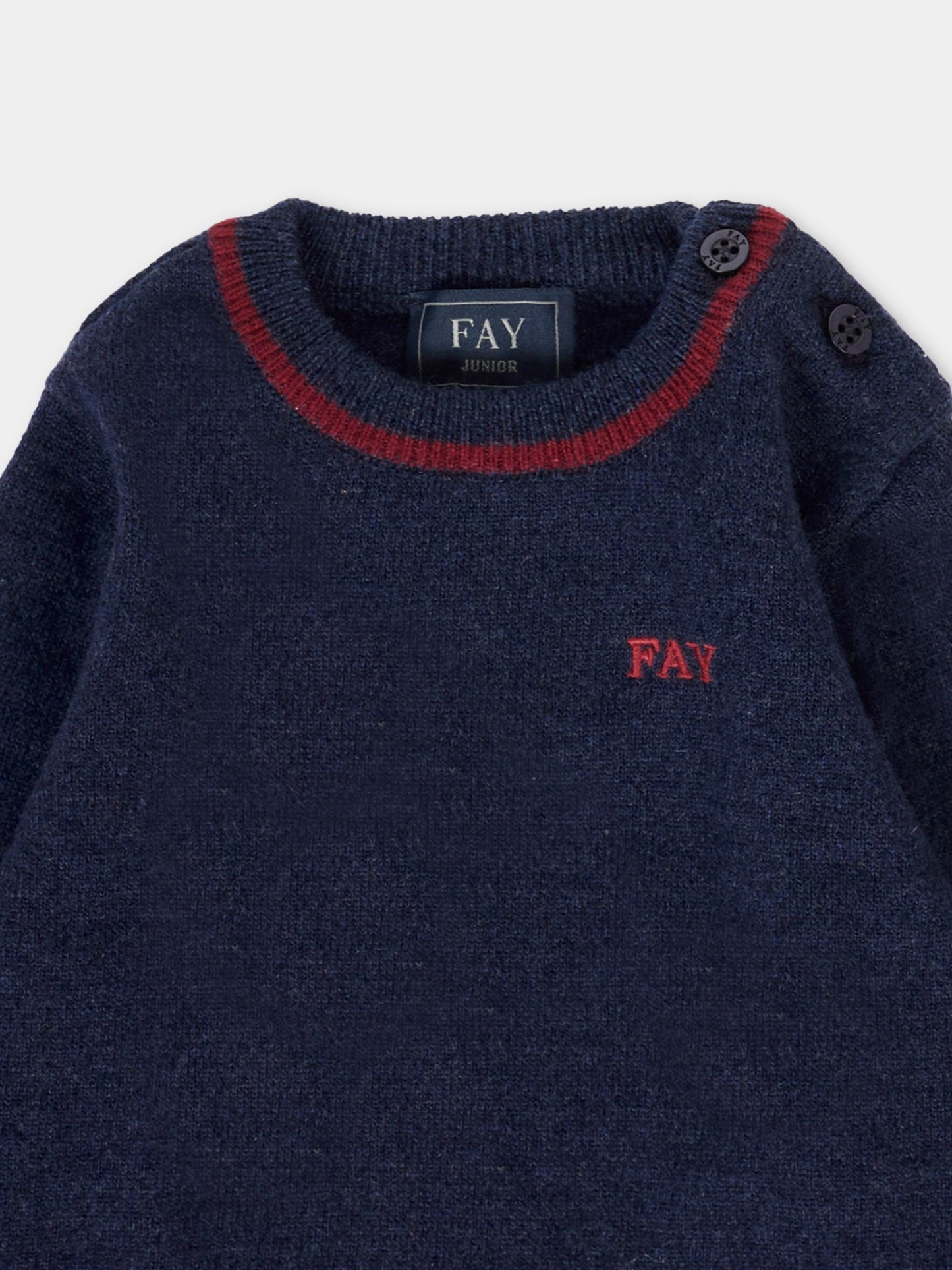 Maglione blu per neonato con logo,Fay Kids,FT9530 W0023 635