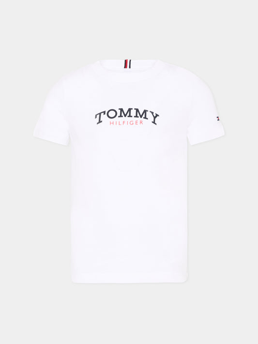 T-shirt bianca per bambini con logo,Tommy Hilfiger Junior,KB0KB10263 YBR