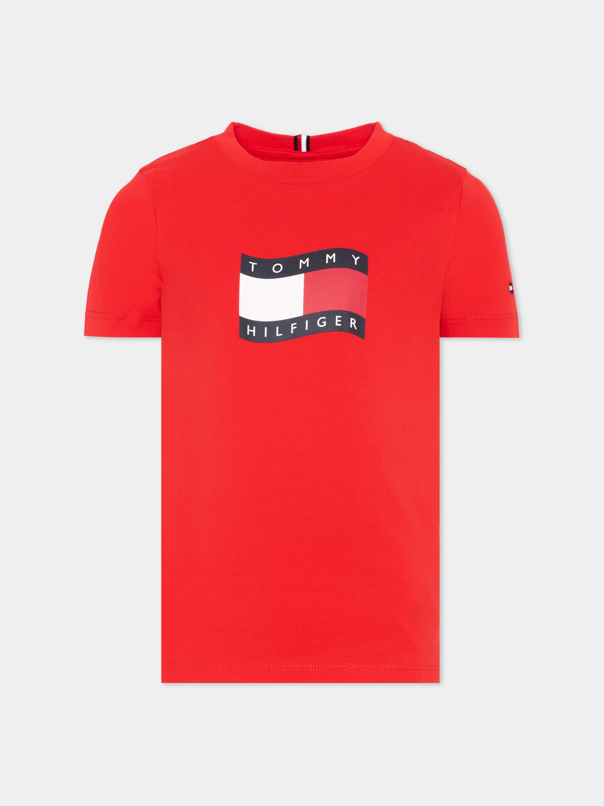 T-shirt rossa per bambini con logo,Tommy Hilfiger Junior,KB0KB10275 XL8