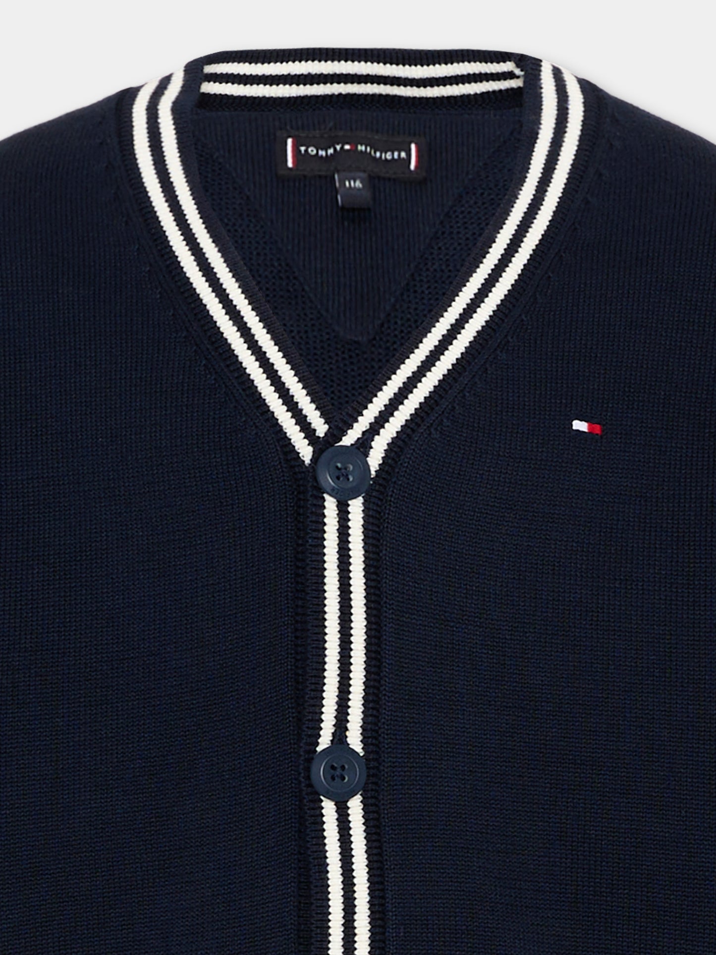 Cardigan blu per bambino con logo,Tommy Hilfiger Junior,KB0KB10427 C1G