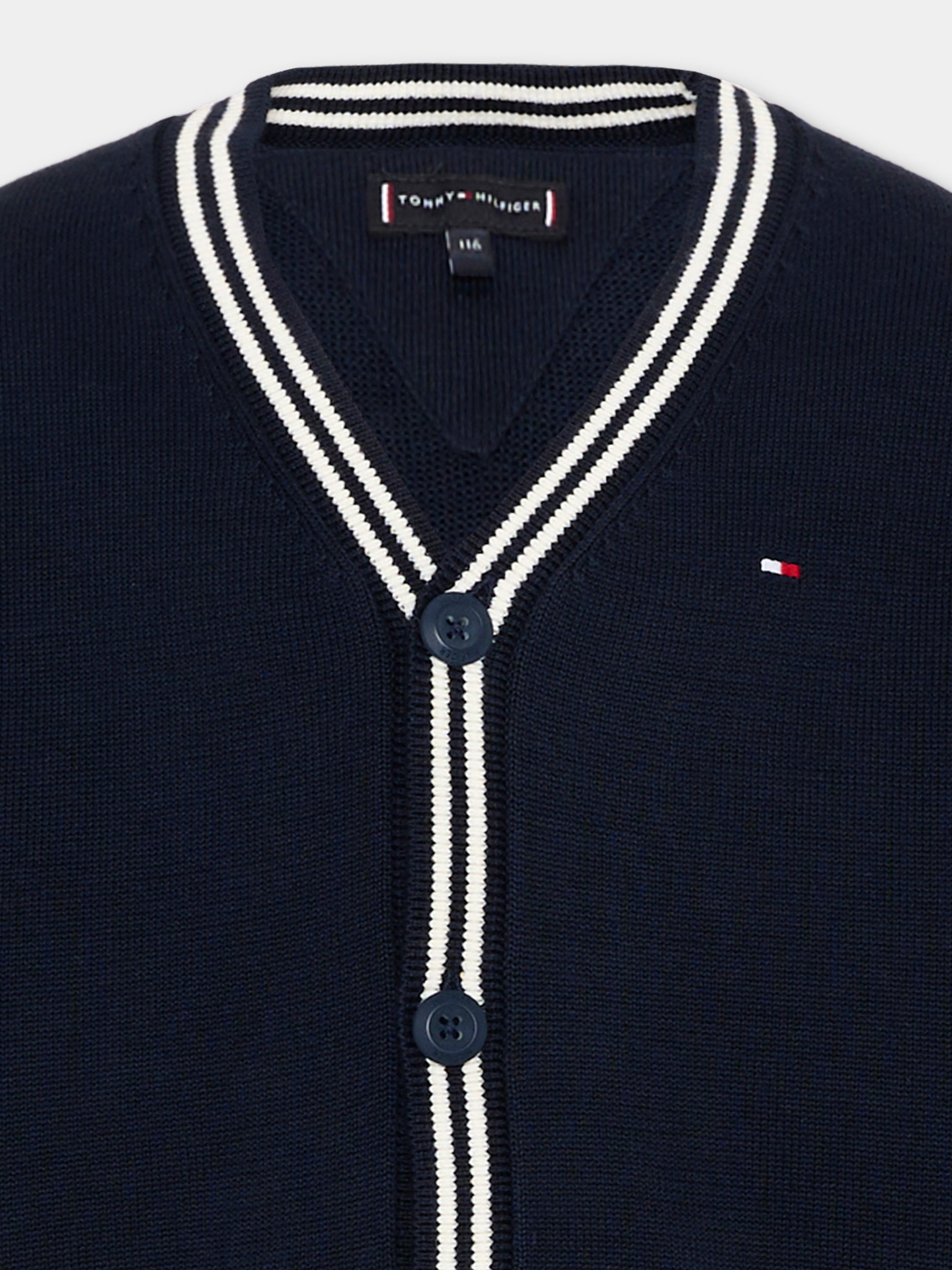 Cardigan blu per bambino con logo,Tommy Hilfiger Junior,KB0KB10427 C1G