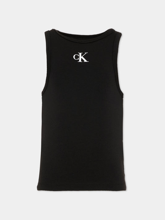 Canotta nera per bambina con logo,Calvin Klein Kids,LVCKSJB10G BEH