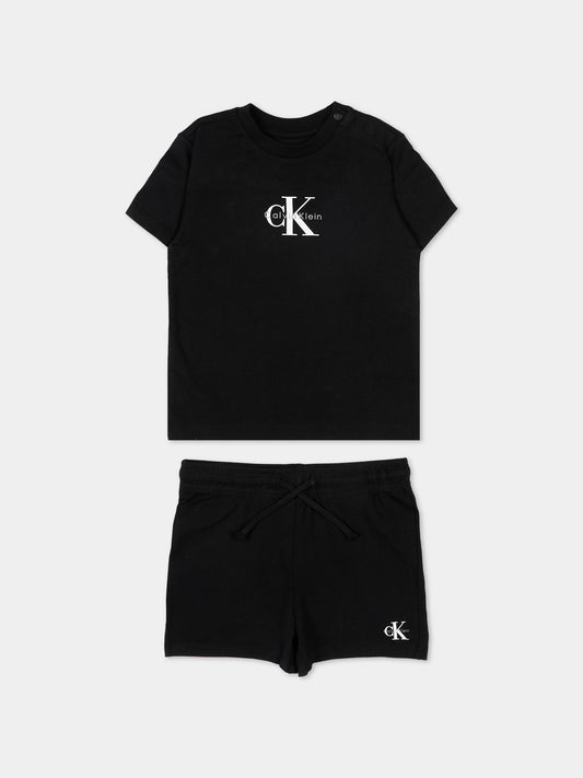 Completo sportivo nero per neonati con logo,Calvin Klein Kids,LVCKSJI09B BEH