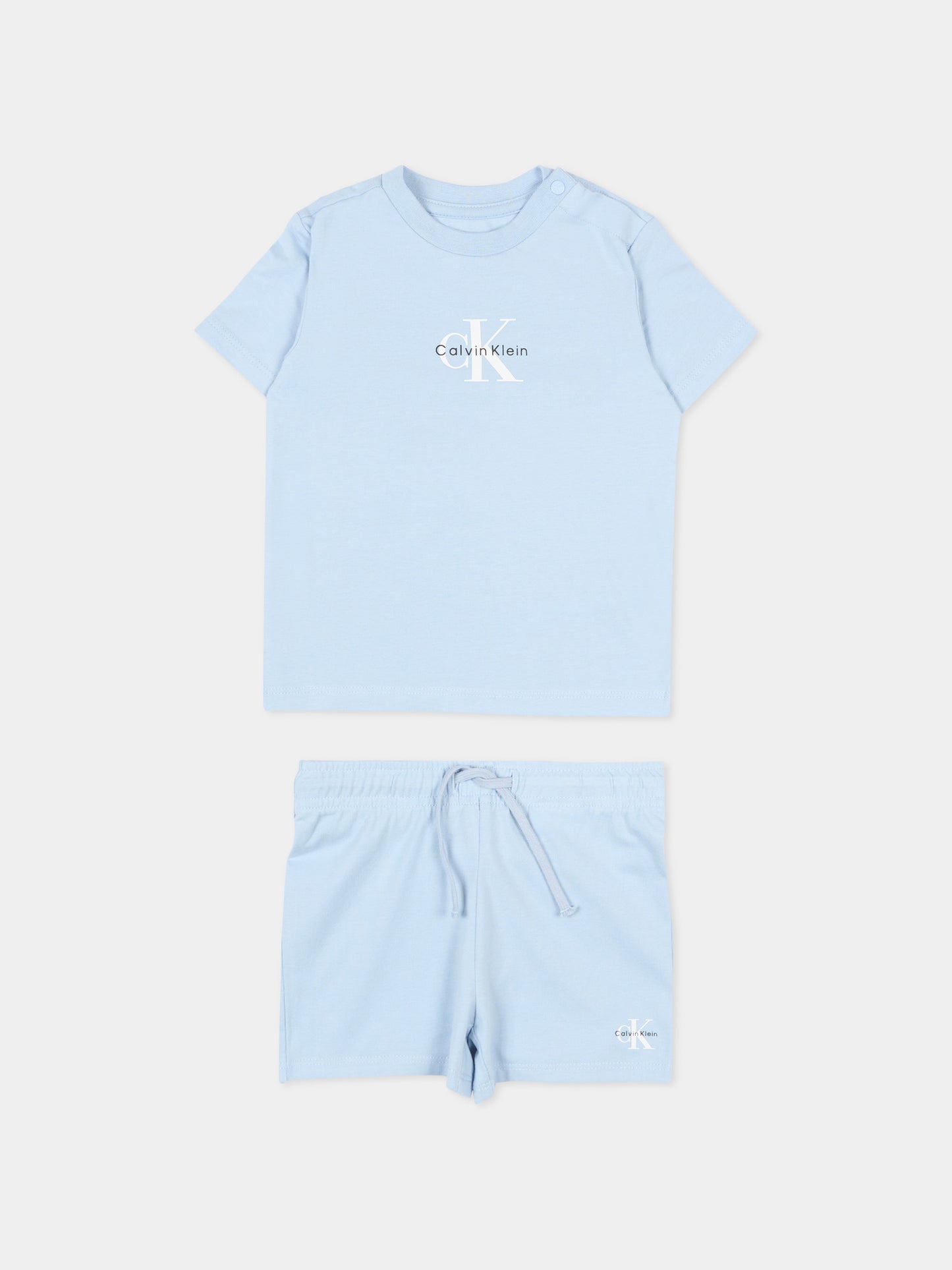 Completo sportivo celeste per neonato con logo,Calvin Klein Kids,LVCKSJI09B C1O