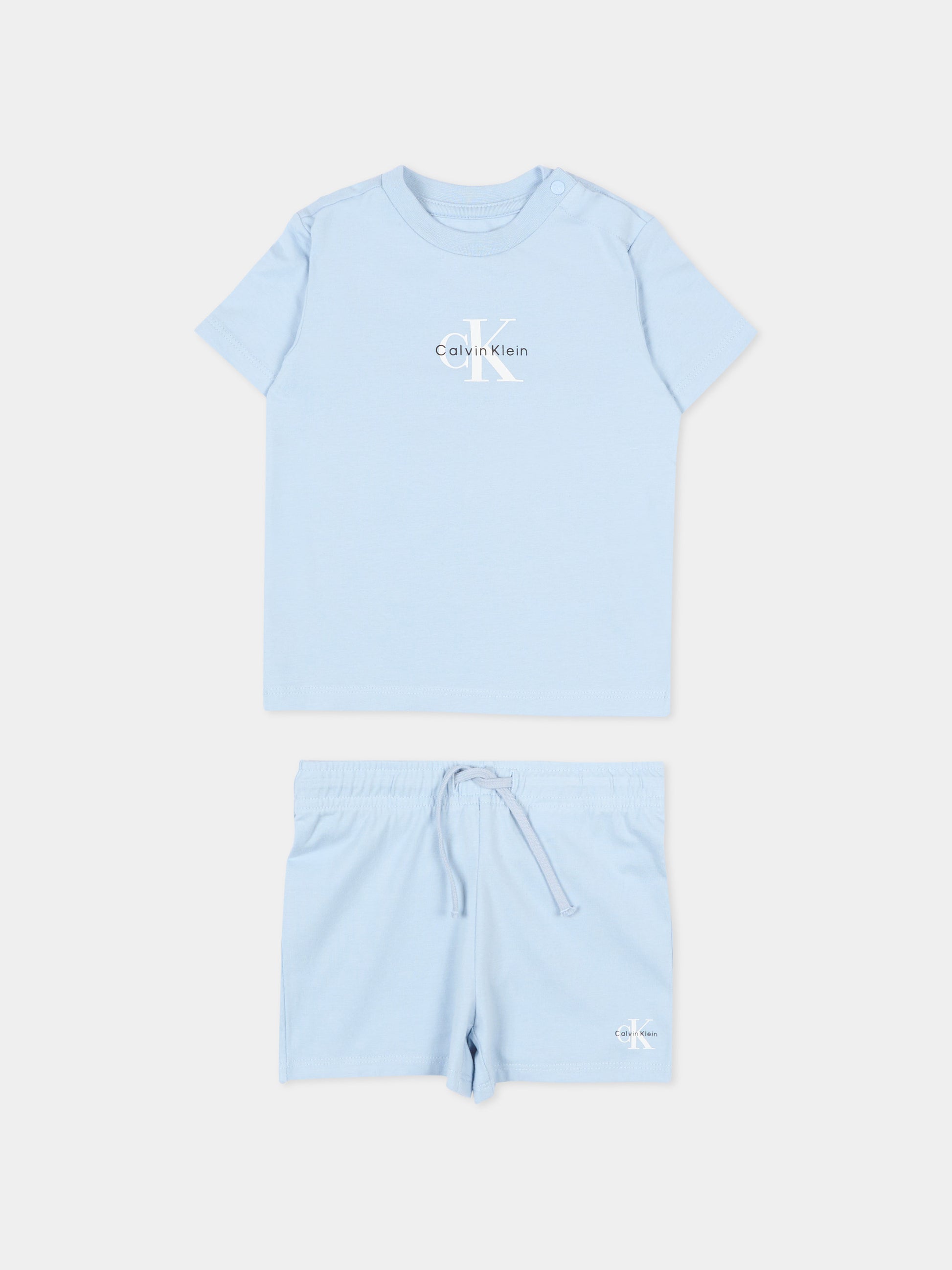 Completo sportivo celeste per neonato con logo,Calvin Klein Kids,LVCKSJI09B C1O