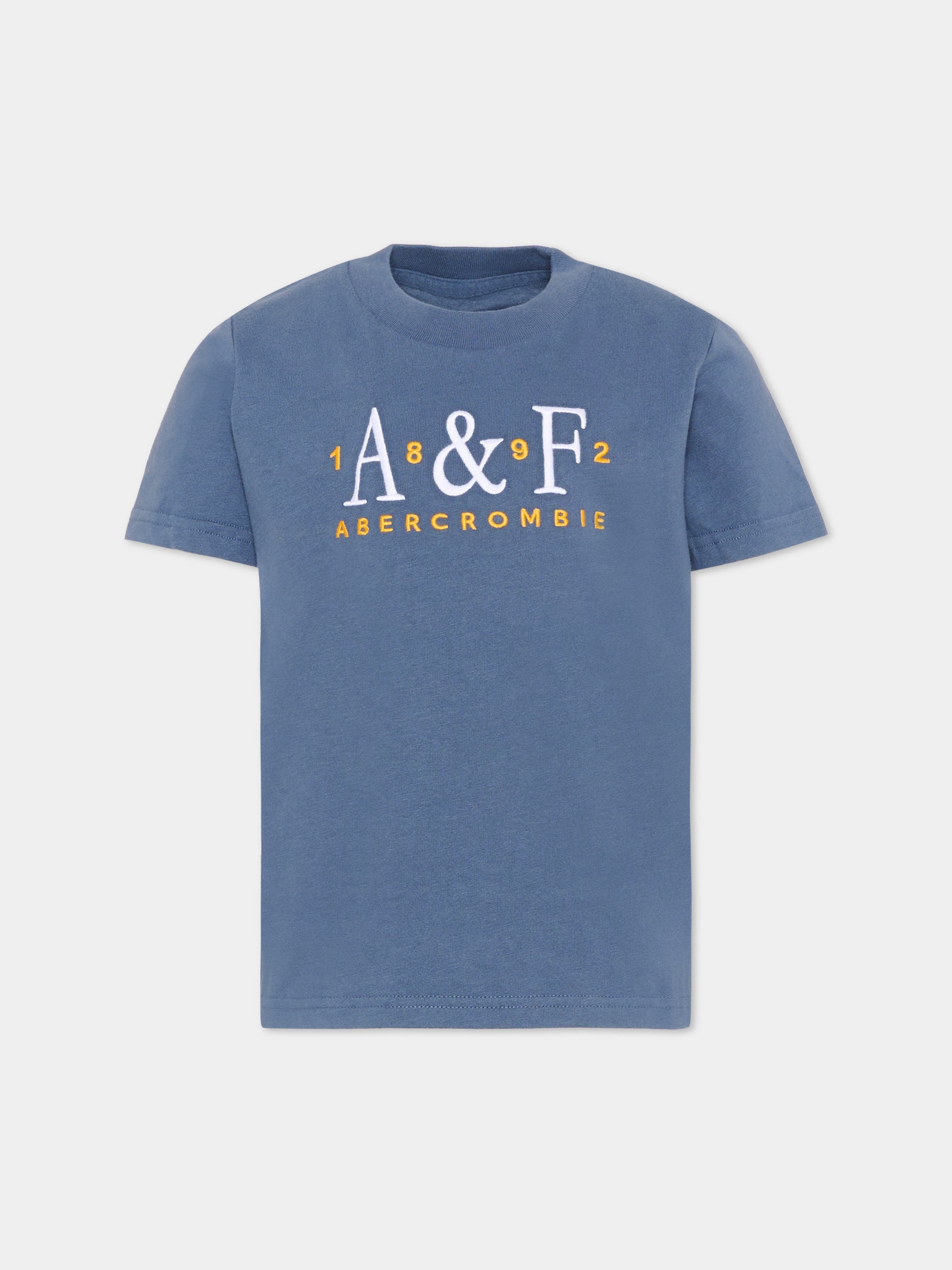 T-Shirt blu per bambini con logo,Abercrombie & Fitch,93AH15 C1E