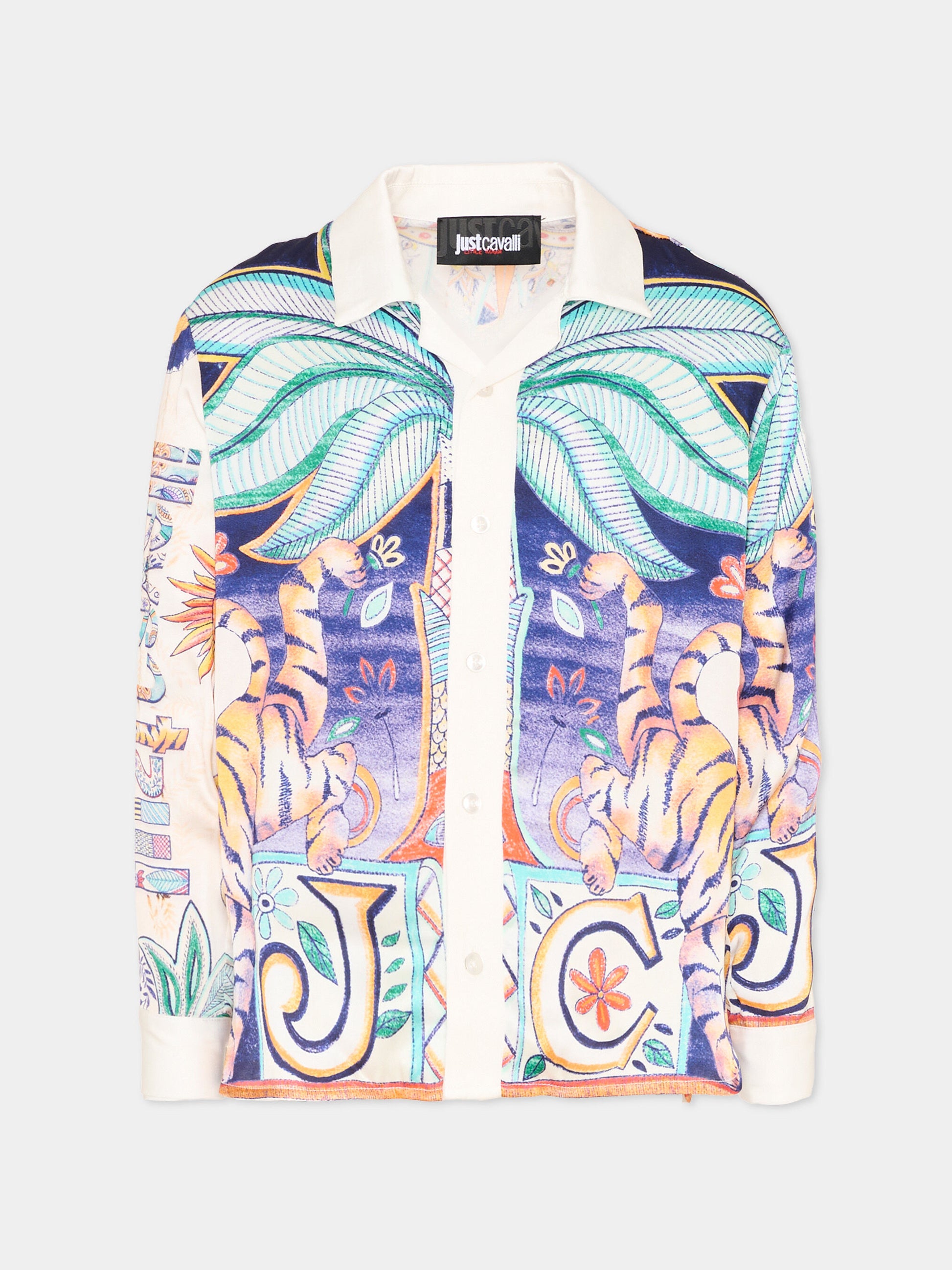 Camicia multicolor per bambino con stampa tigri,Just Cavalli Kids,JBP26072CA INDIA DIGITAL MONOGR