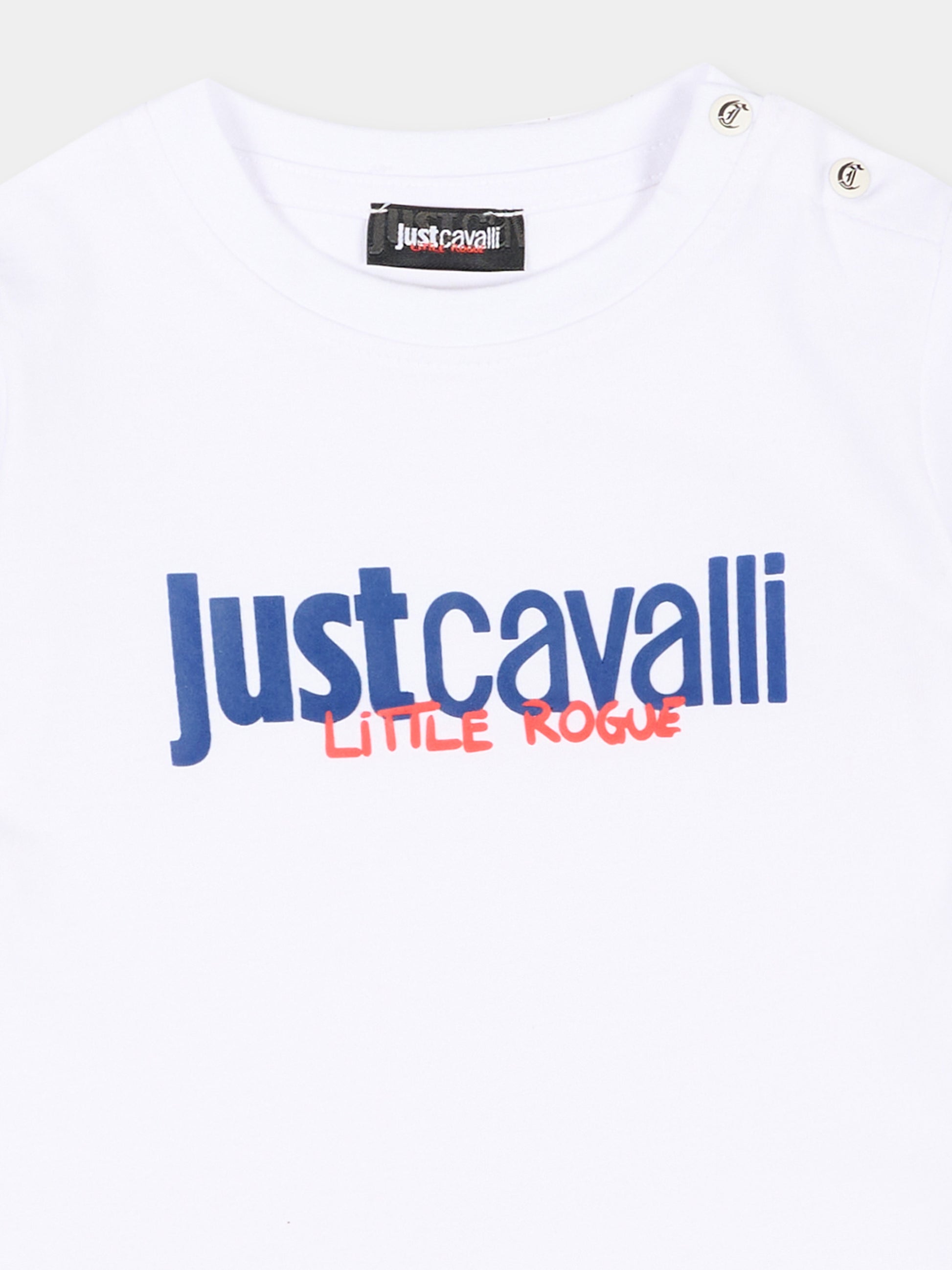 T-Shirt bianca per neonato con logo,Just Cavalli Kids,JIP26047TS WHITE