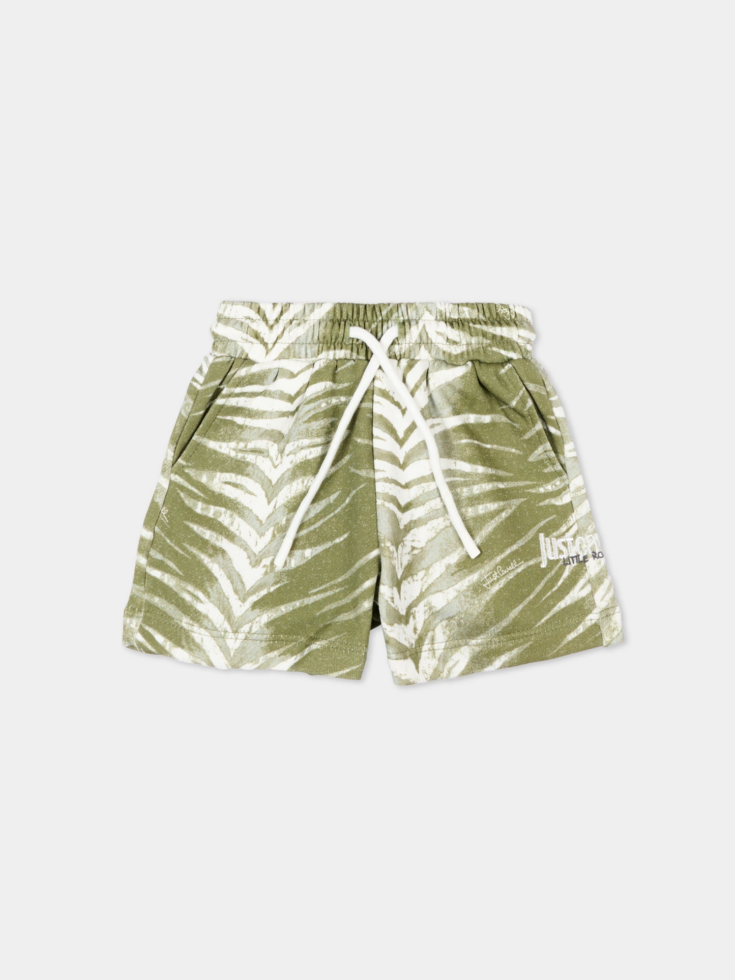 Shorts sportivi verdi per neonato con stampa zebrata,Just Cavalli Kids,JIP26094BE ZEBRA GREEN CALLISTE
