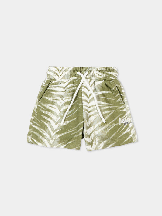 Shorts sportivi verdi per neonato con stampa zebrata,Just Cavalli Kids,JIP26094BE ZEBRA GREEN CALLISTE