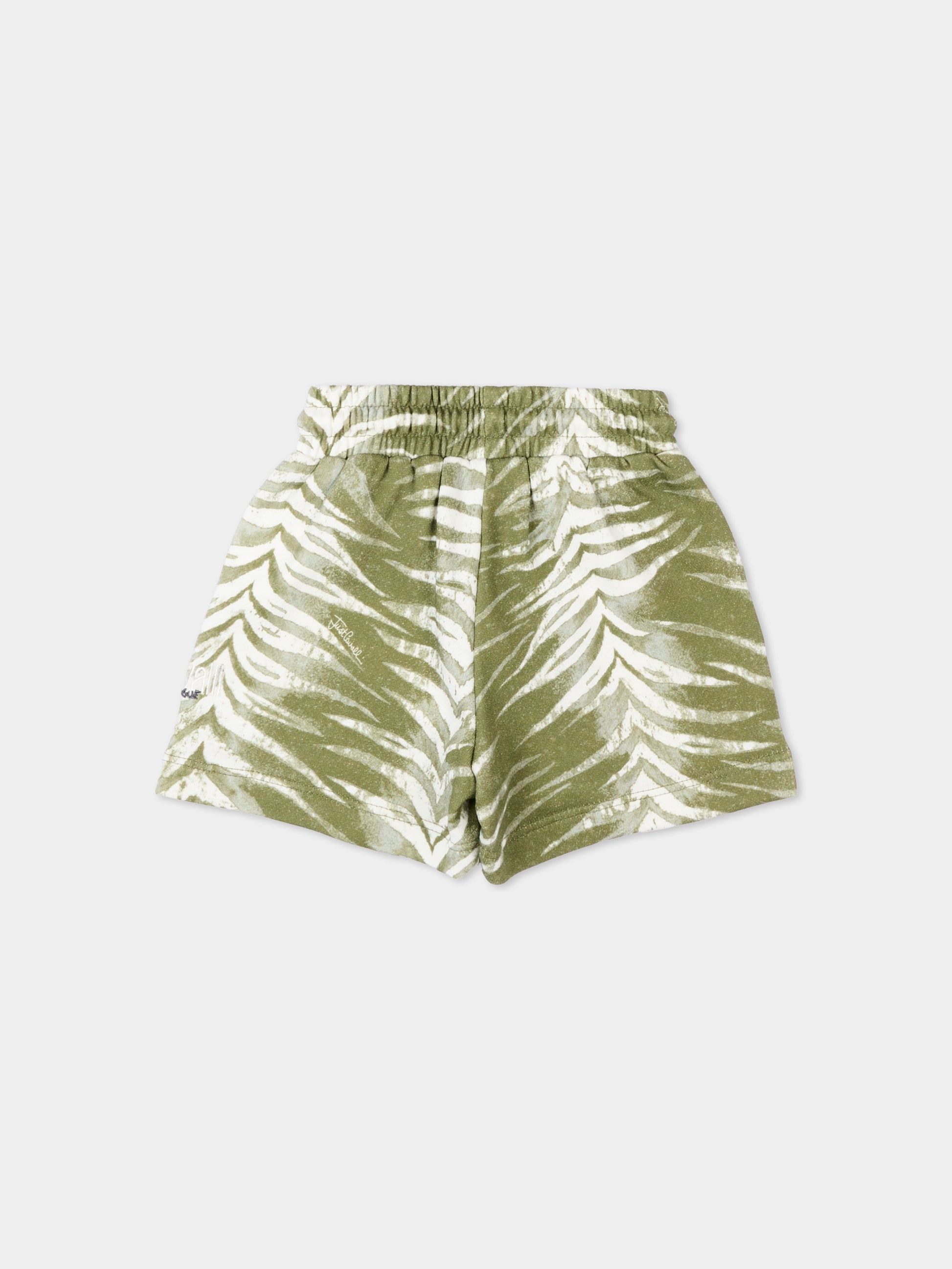 Shorts sportivi verdi per neonato con stampa zebrata,Just Cavalli Kids,JIP26094BE ZEBRA GREEN CALLISTE