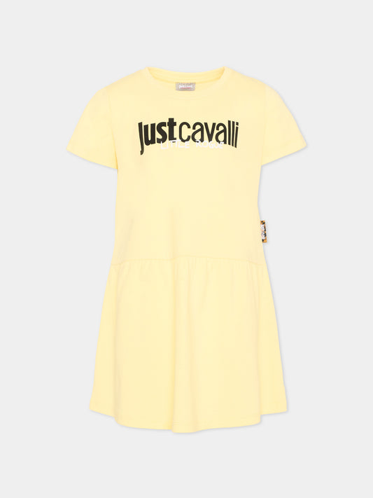 Vestito giallo per bambina con logo,Just Cavalli Kids,JIP26026VE YELLOW KISSES