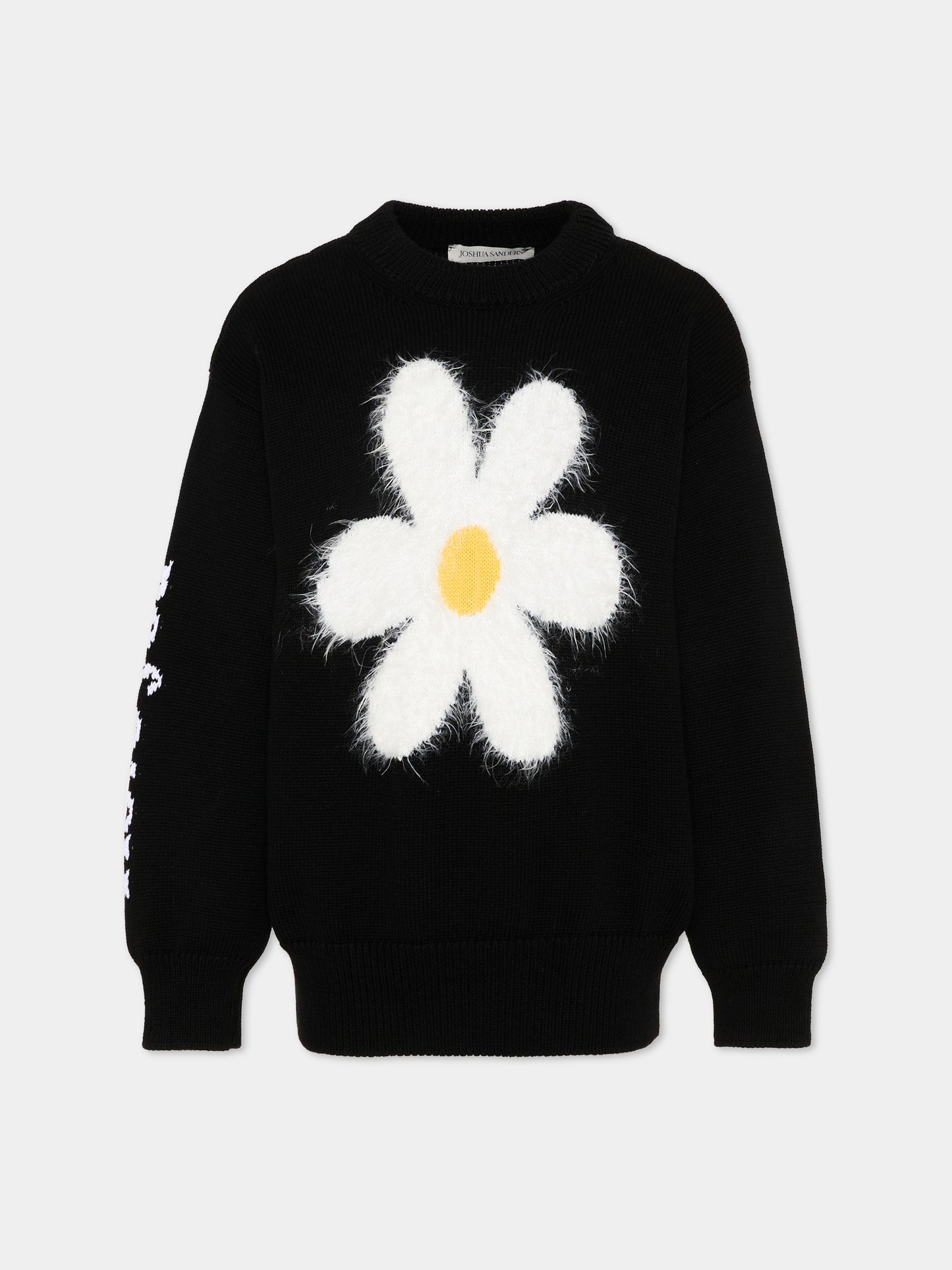 Maglione nero con margherita per bambina,Joshua Sanders Kidz,K36A2SW06BK