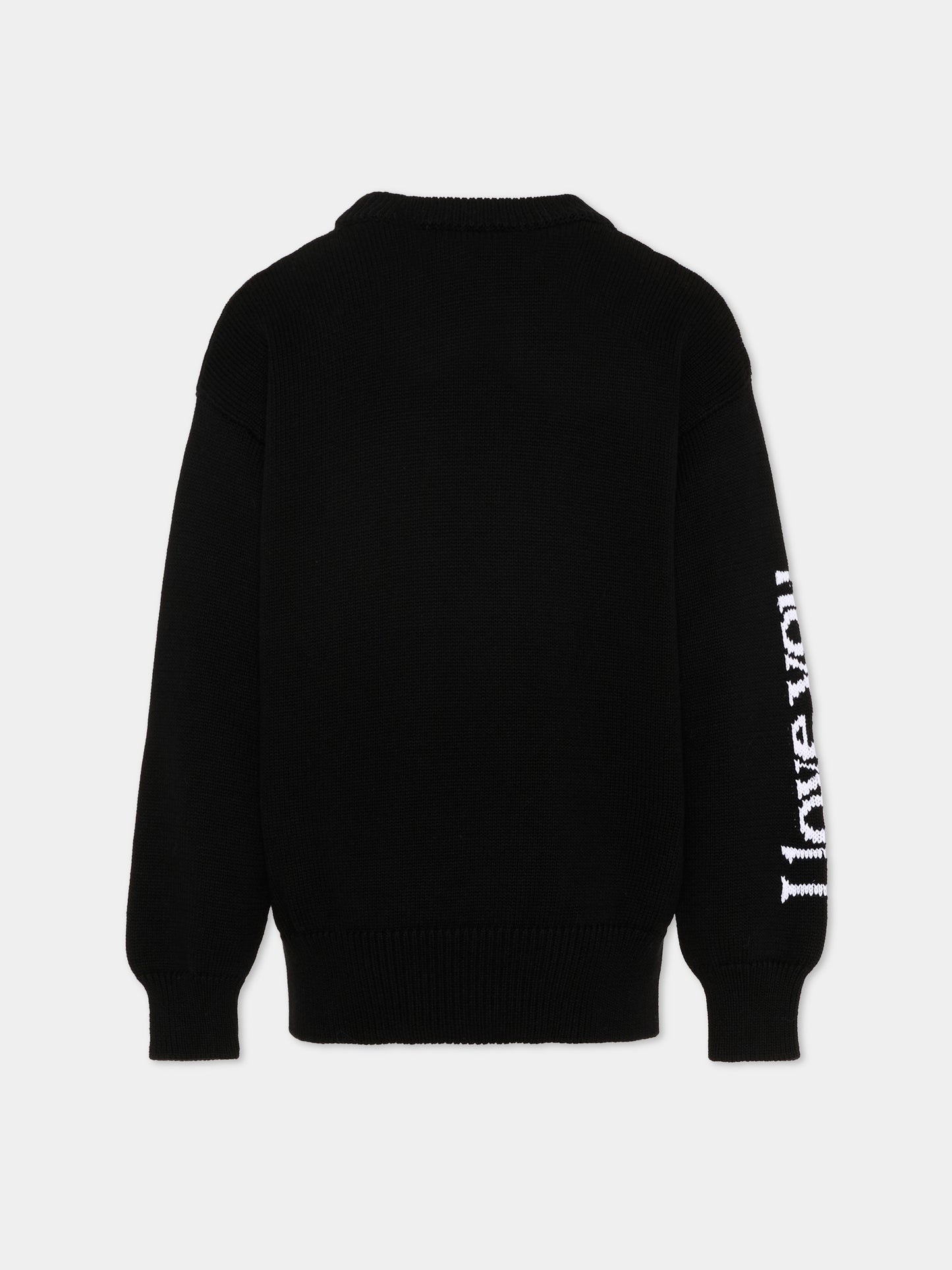 Maglione nero con margherita per bambina,Joshua Sanders Kidz,K36A2SW06BK