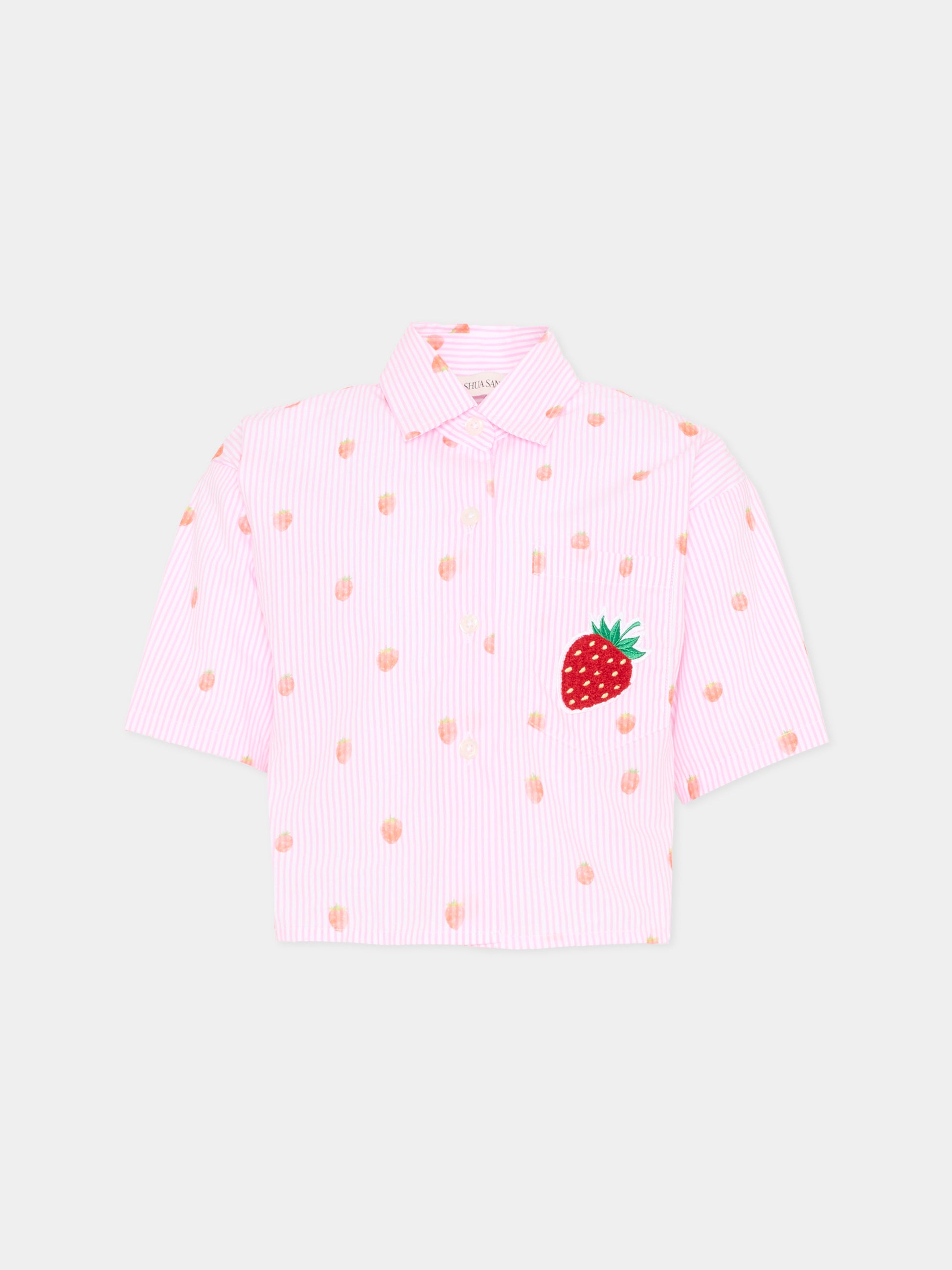 Camicia rosa per bambina con fragole,Joshua Sanders Kidz,K36A3SH00PK