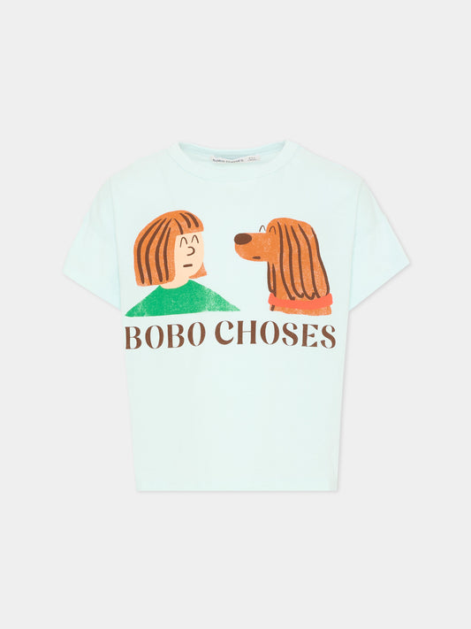 T-Shirt celeste per bambini con stampa,Bobo Choses,B126AC011