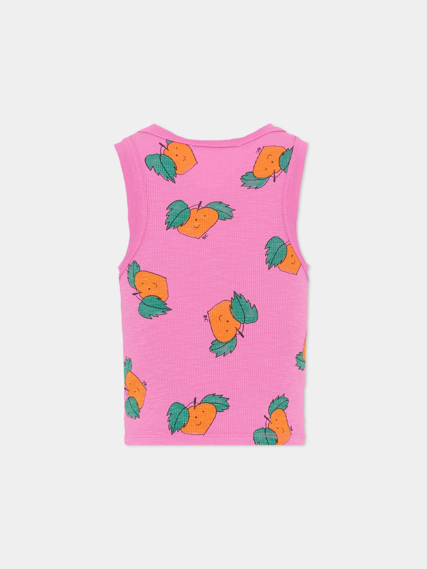Canotta viola per bambina con stampa mandarini,Bobo Choses,B126AC028