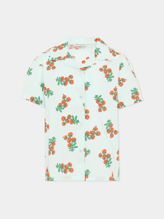 Camicia azzurra per bambina con pomodori,Bobo Choses,B126AC033