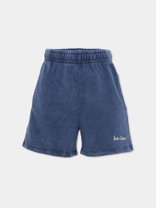 Shorts sportivi blu per bambini con logo,Bobo Choses,B126AC059