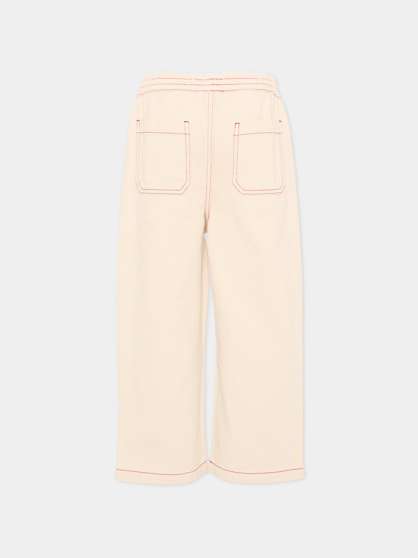 Jeans beige per bambini con logo,Bobo Choses,B126AC094