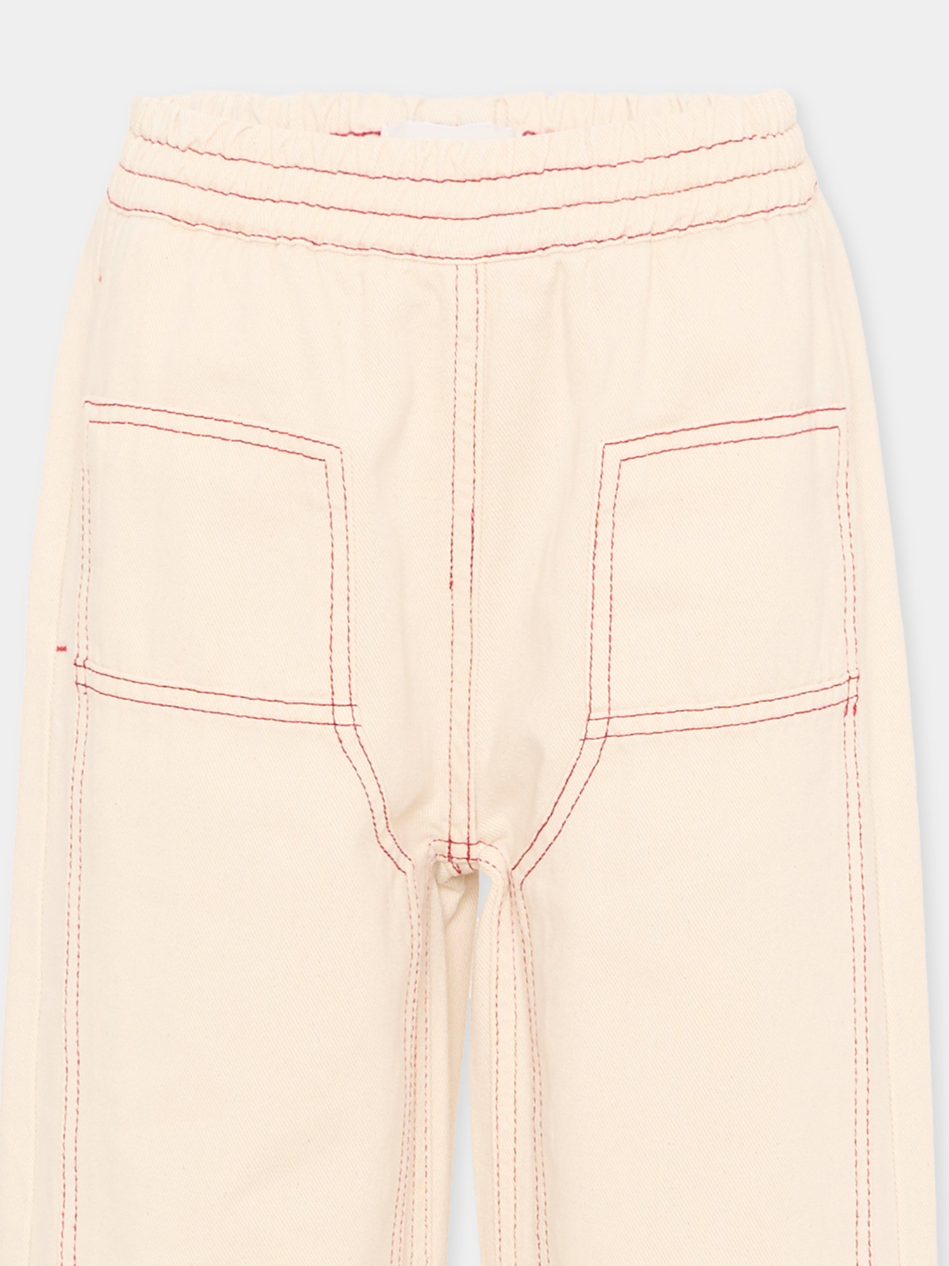 Jeans beige per bambini con logo,Bobo Choses,B126AC094