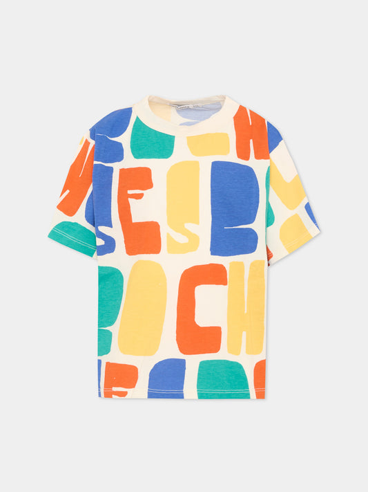 T-shirt multicolor per bambini con stampa logo,Bobo Choses,B126AC137