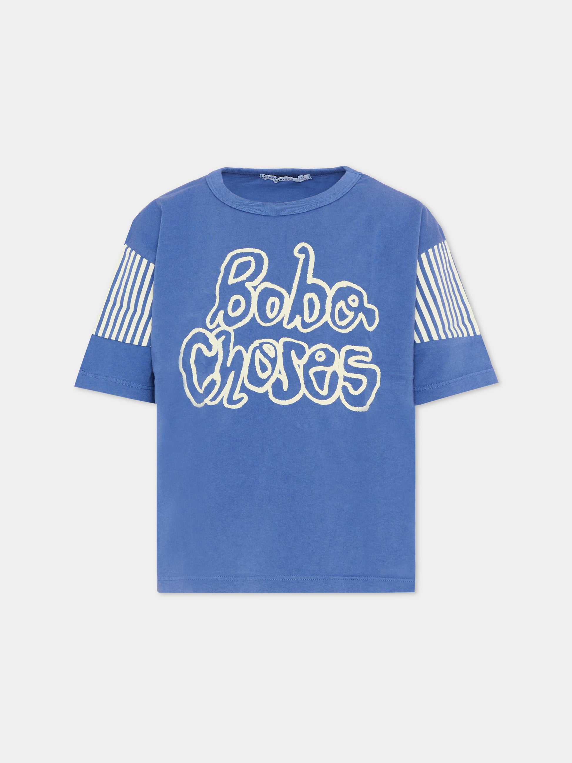 T-Shirt blu per bambino con logo,Bobo Choses,B126AC138