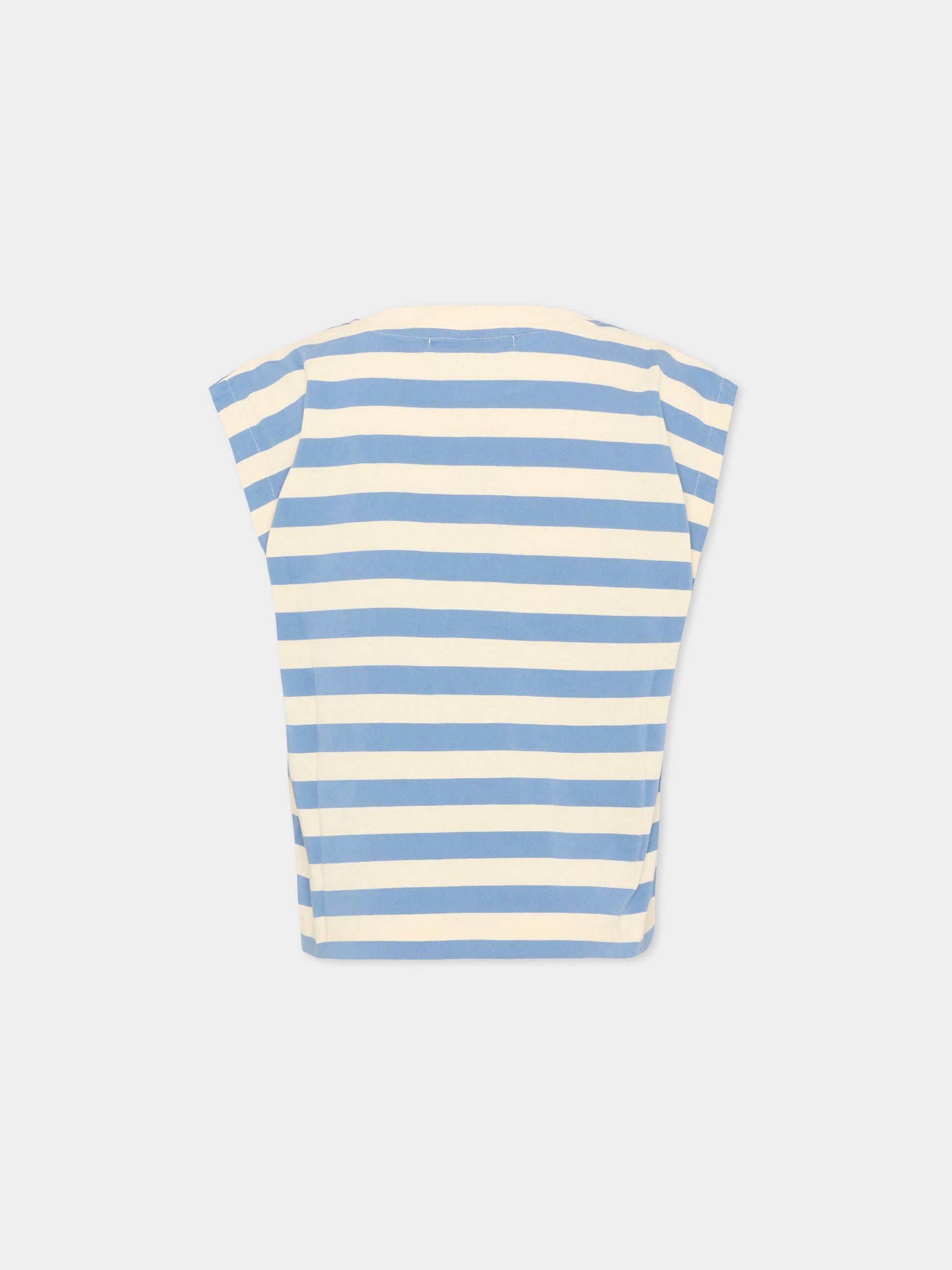 Canotta blu a righe per bambino con logo,Bobo Choses,B126AC140